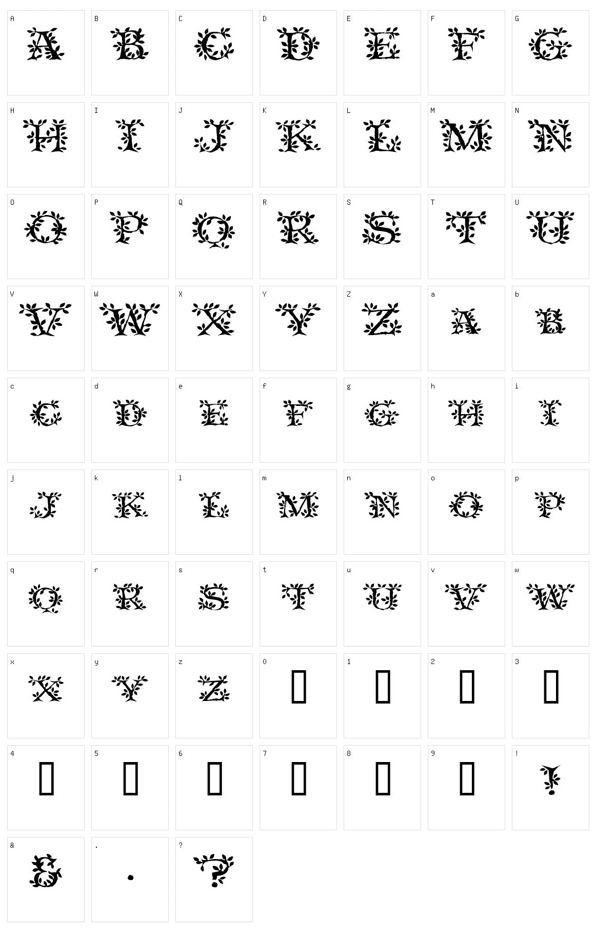 Tenderleaf Character Set
