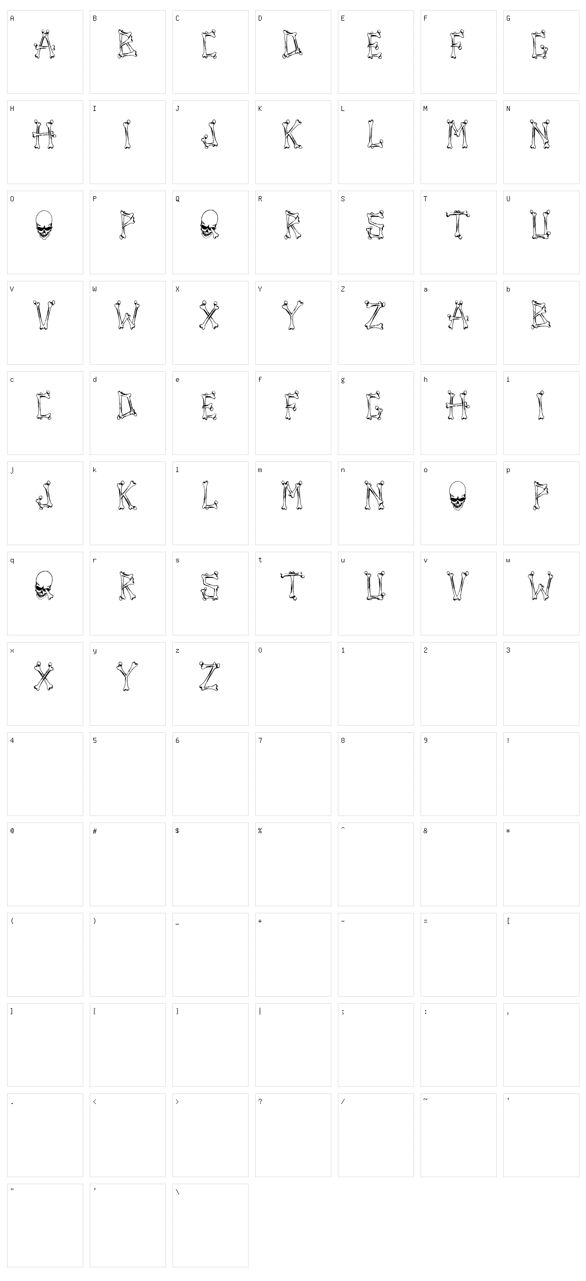 Tengkorak COE Character Set