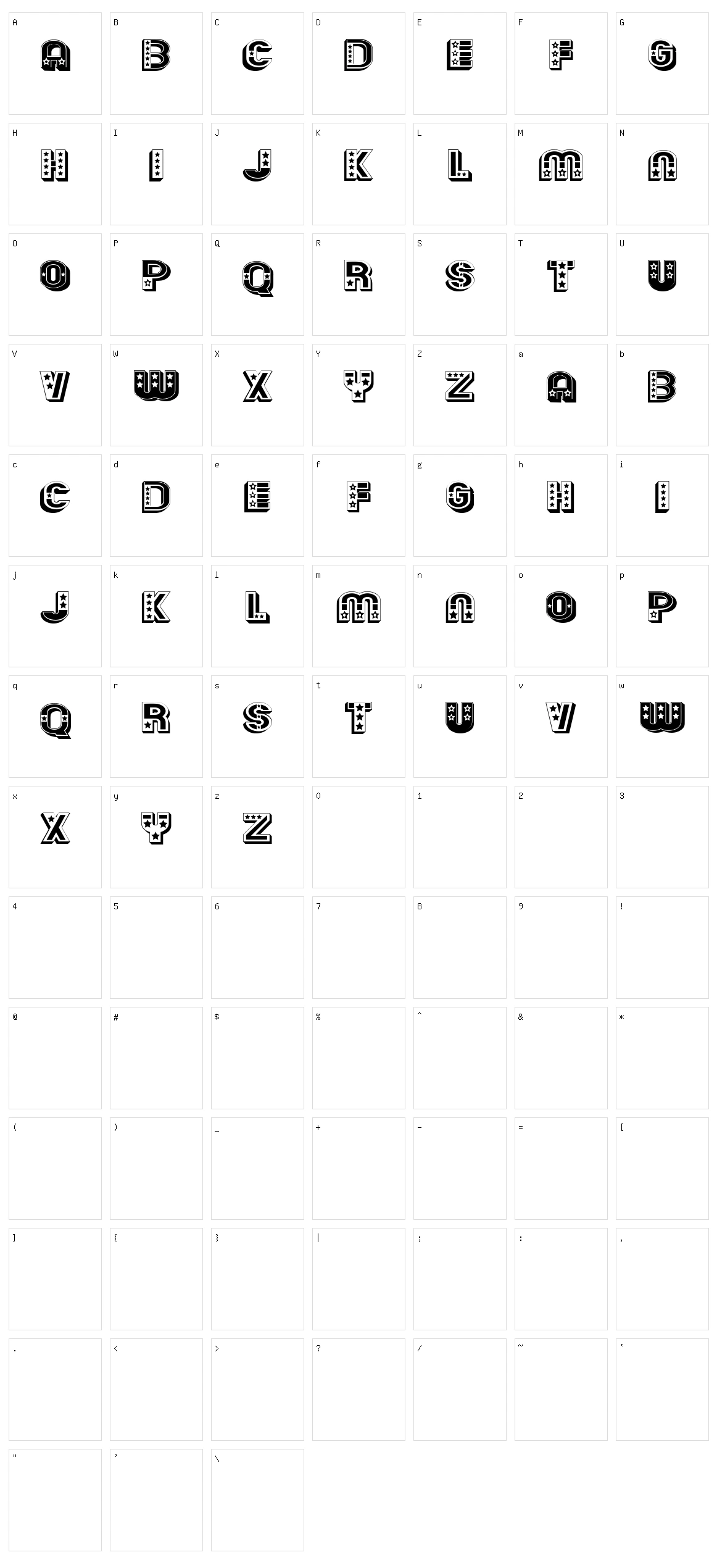 Terraces Character Set