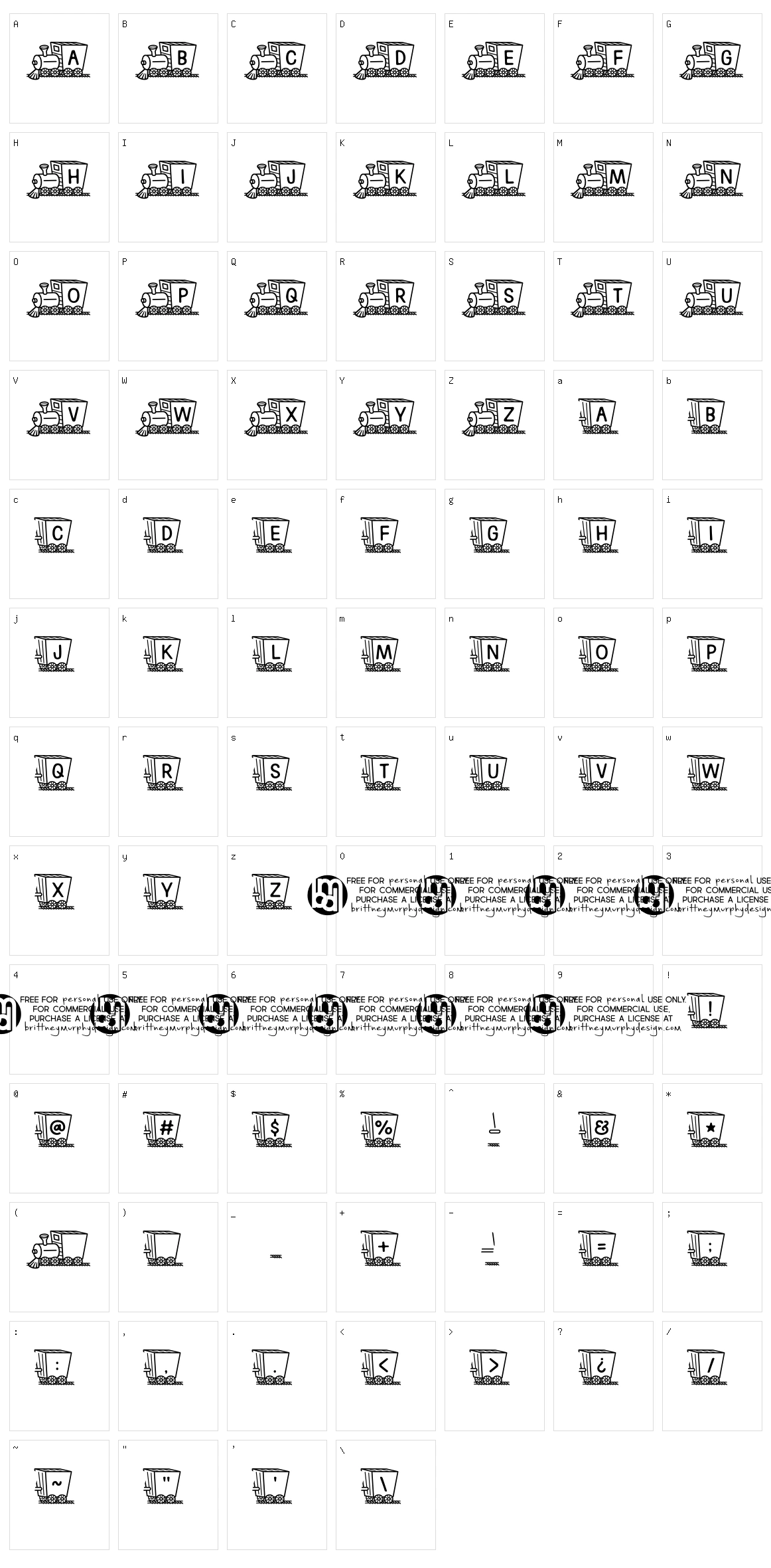 Train Letters Character Set