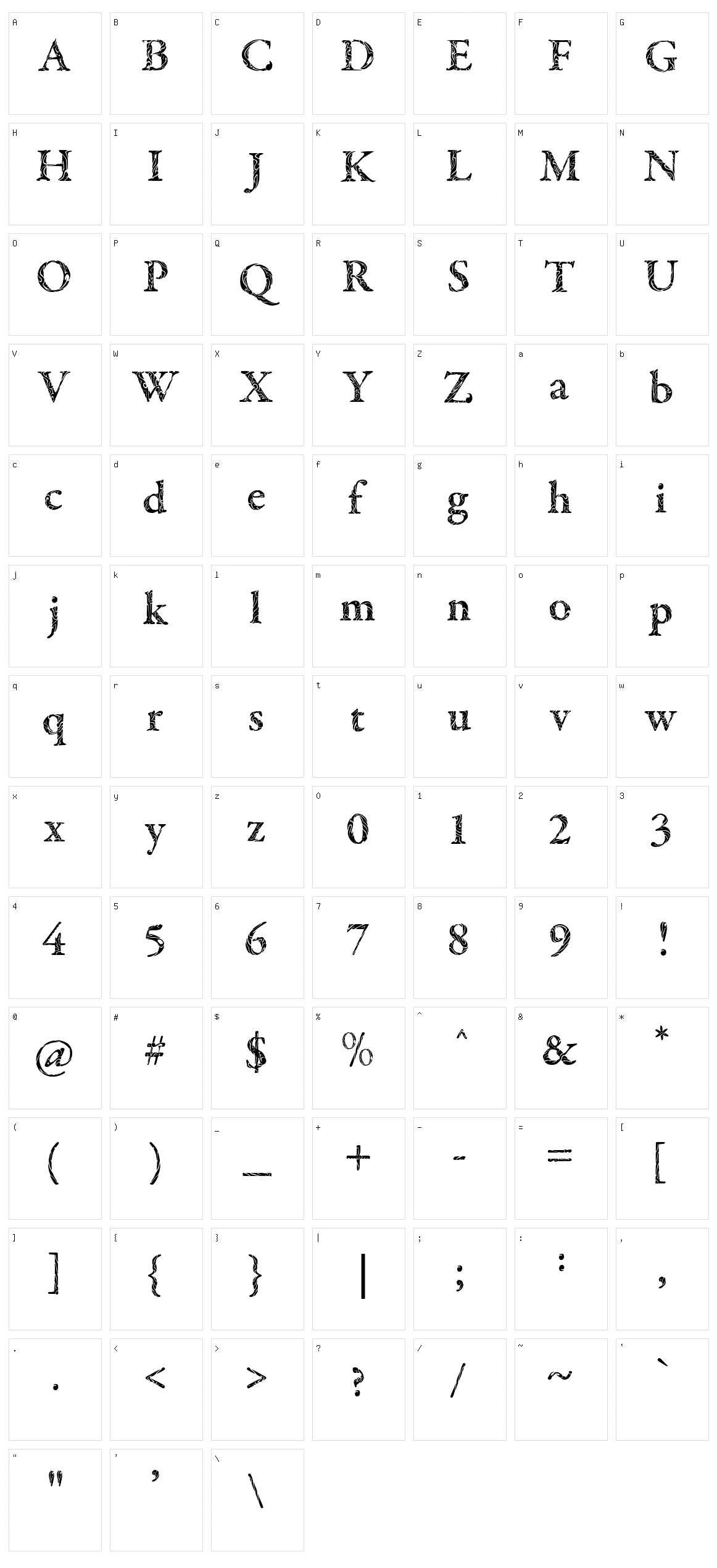Tribal Garamond Character Set