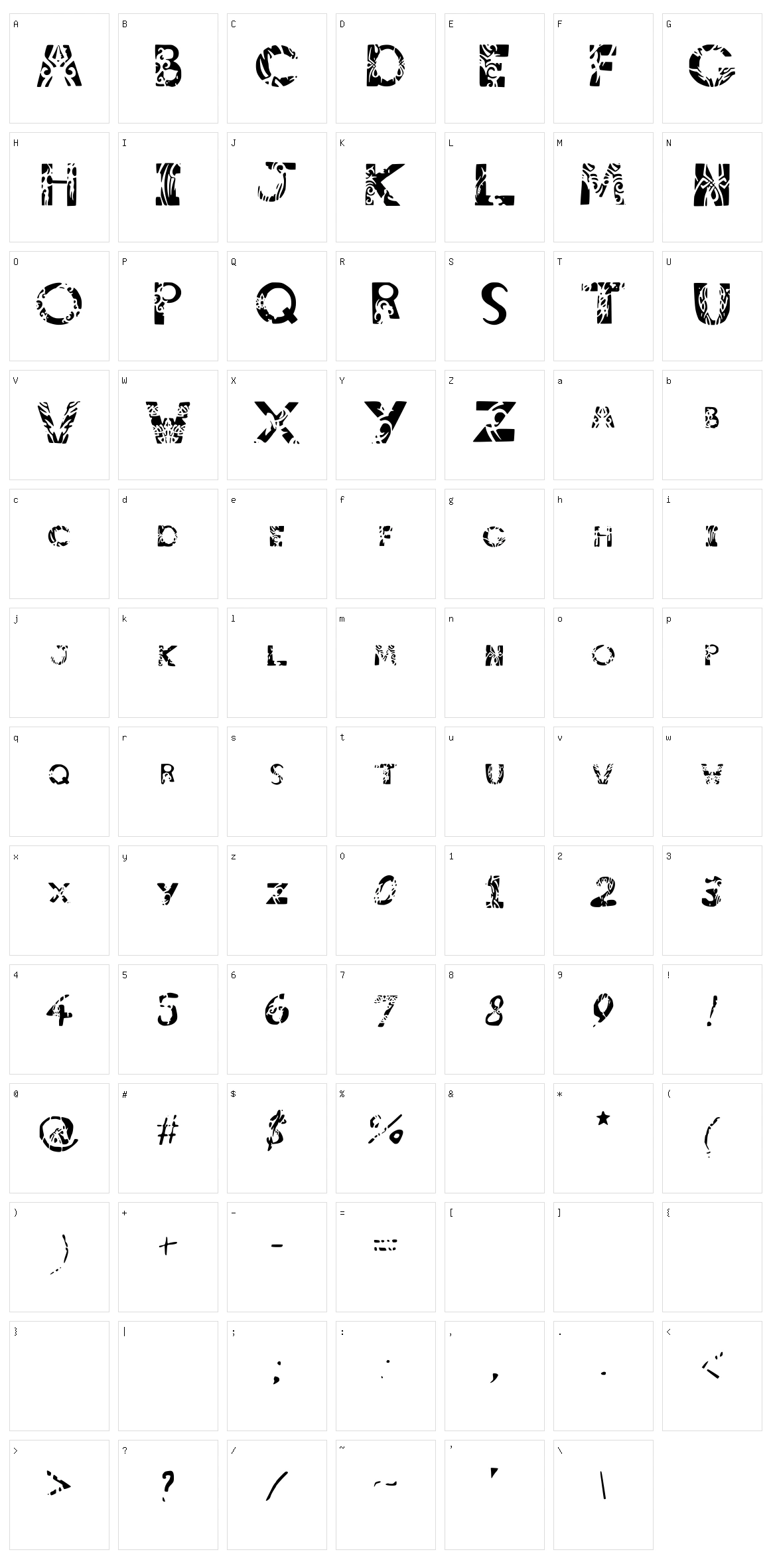 Tribalistik Tatwu Character Set