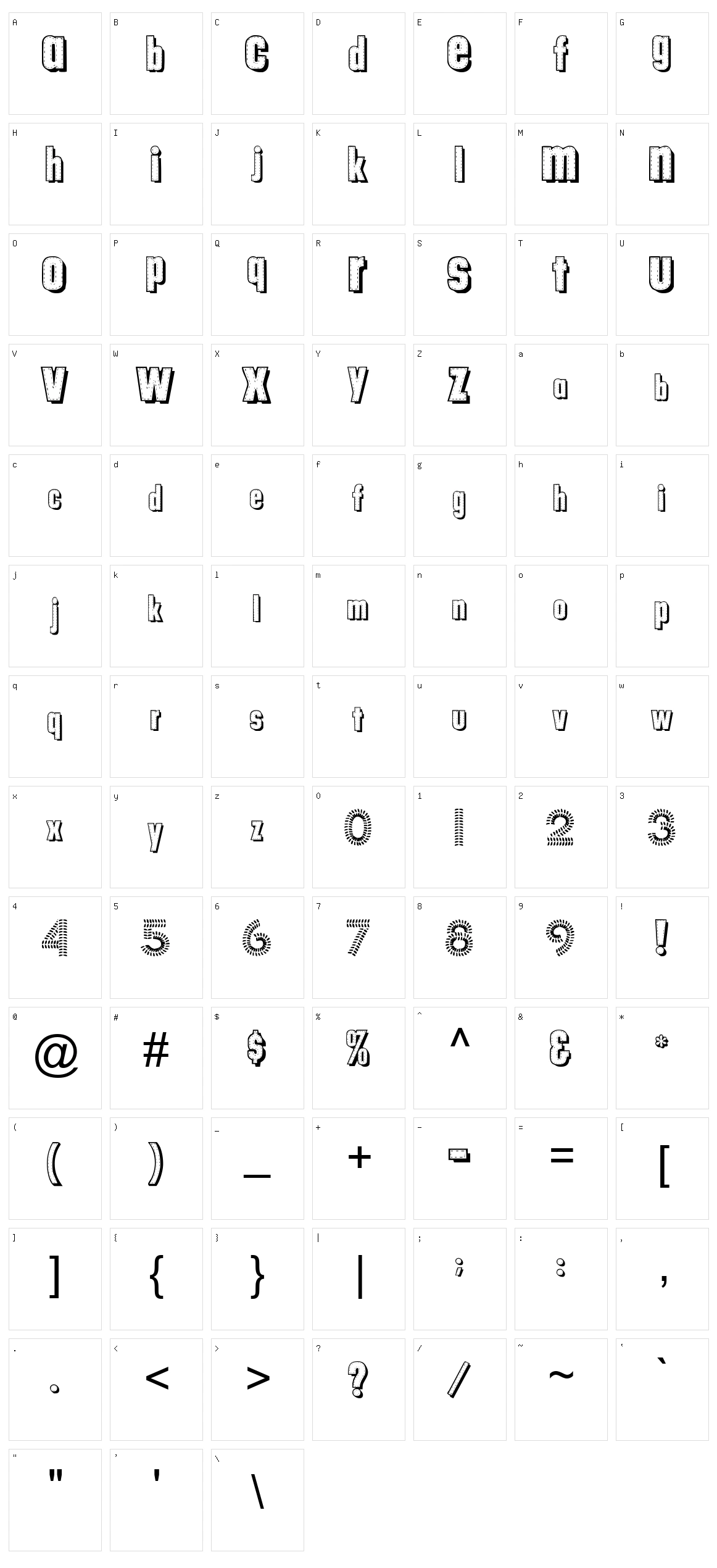 TungFont Alpha 003 Character Set