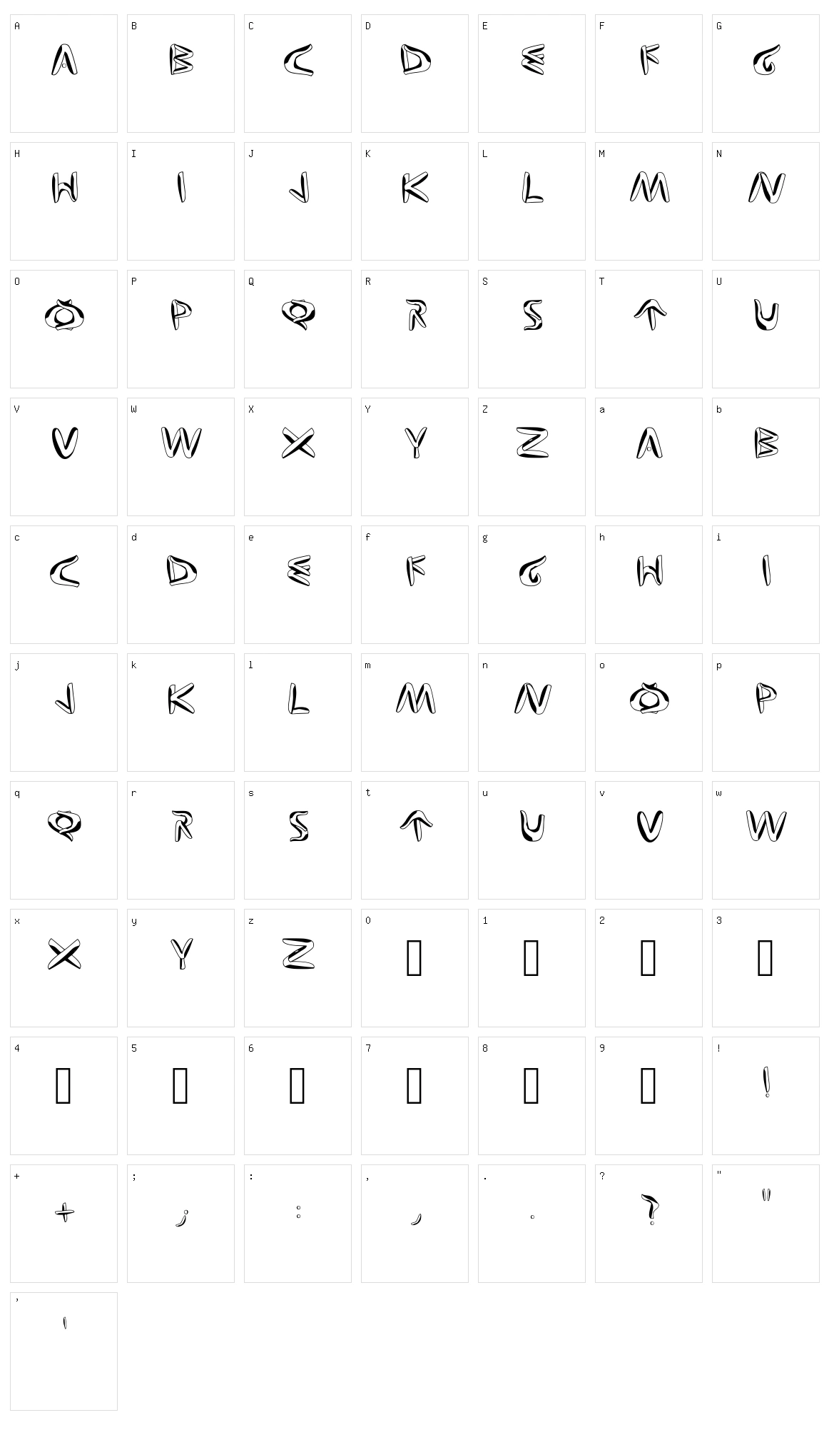 Twisting Fingers Character Set