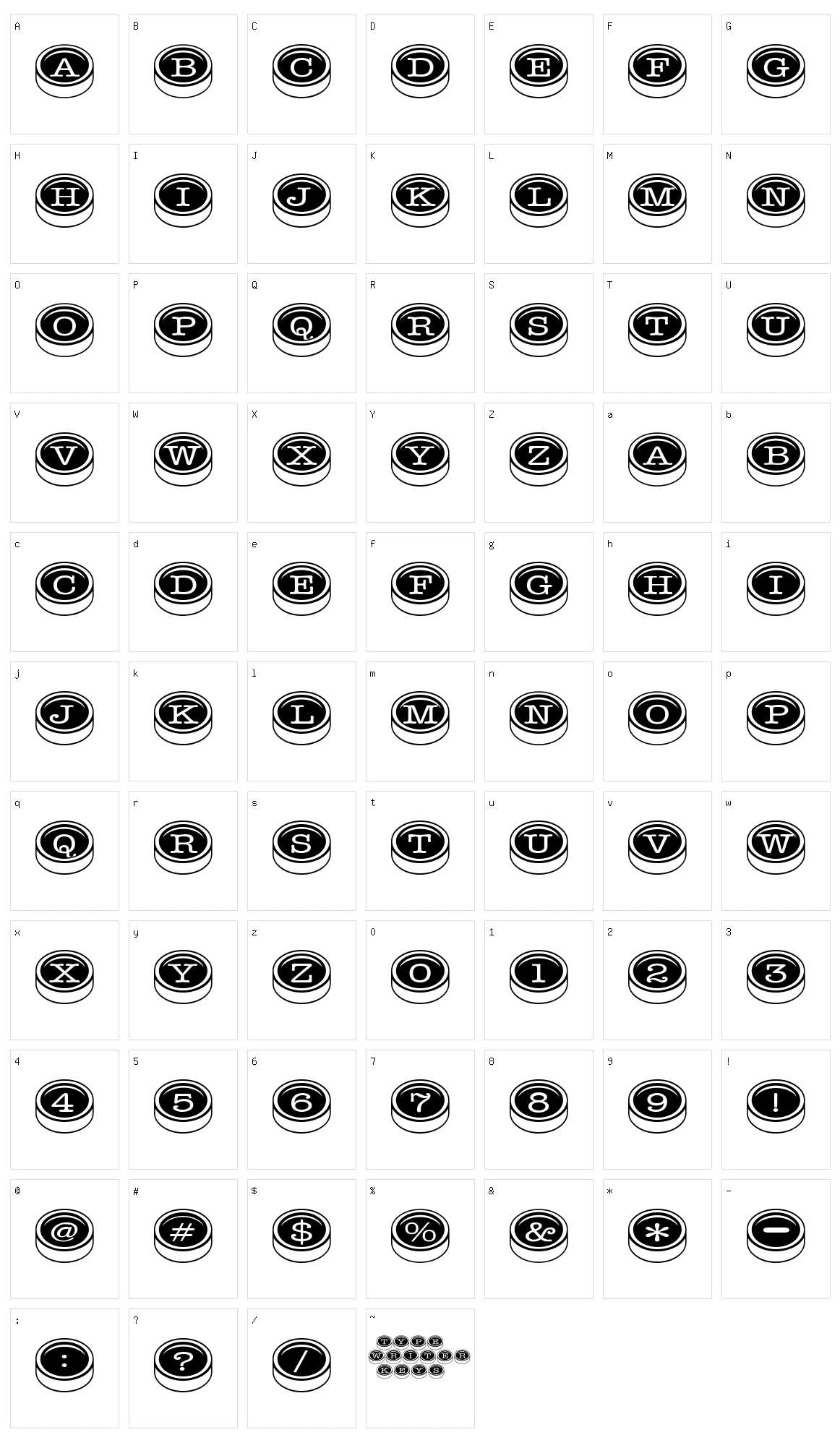 Typewriter Keys Character Set