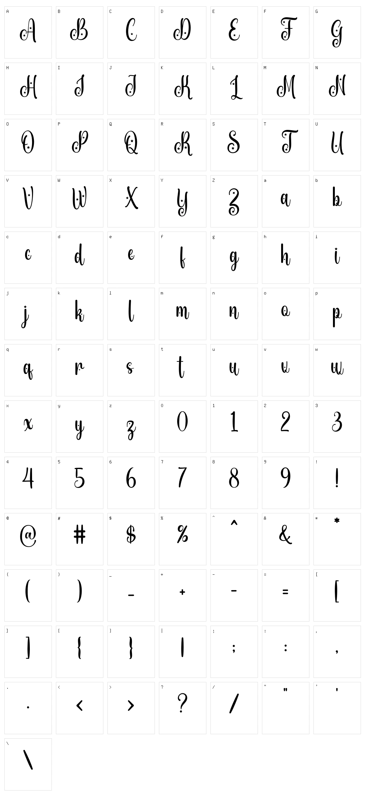 Unique Unicorn Script Character Set