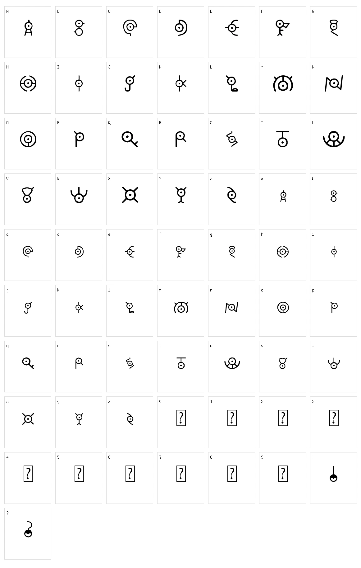 Unown Character Set