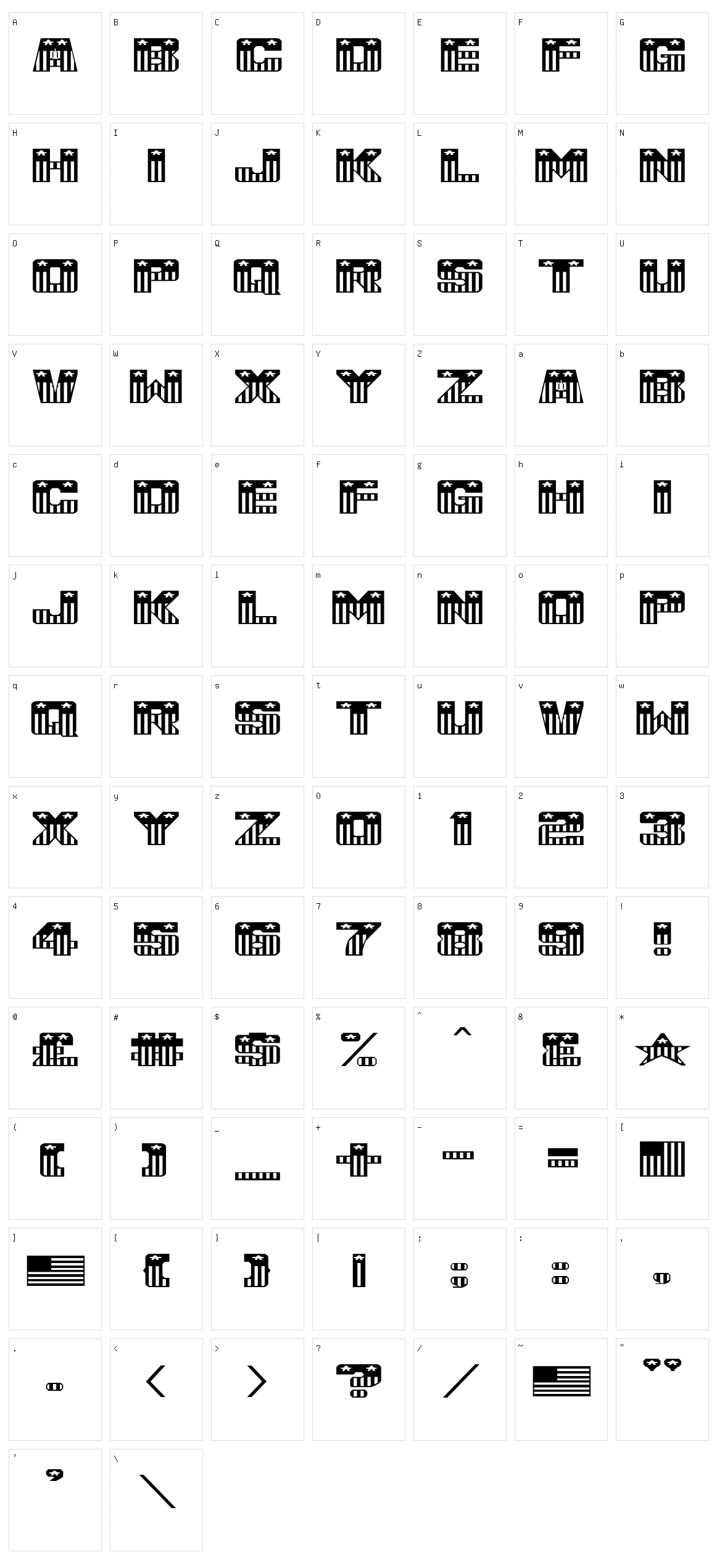 USA Flag Character Set
