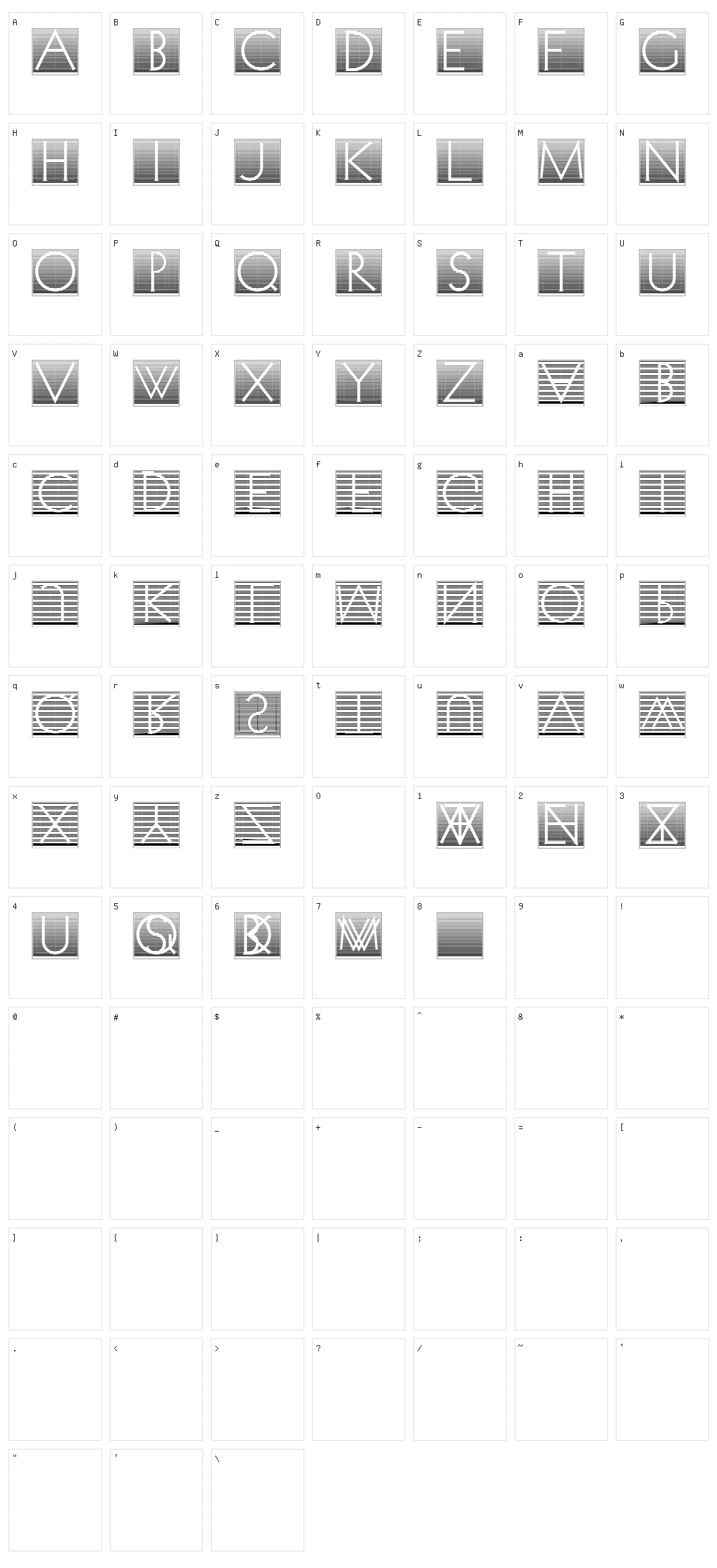 Venetian Blind Character Set