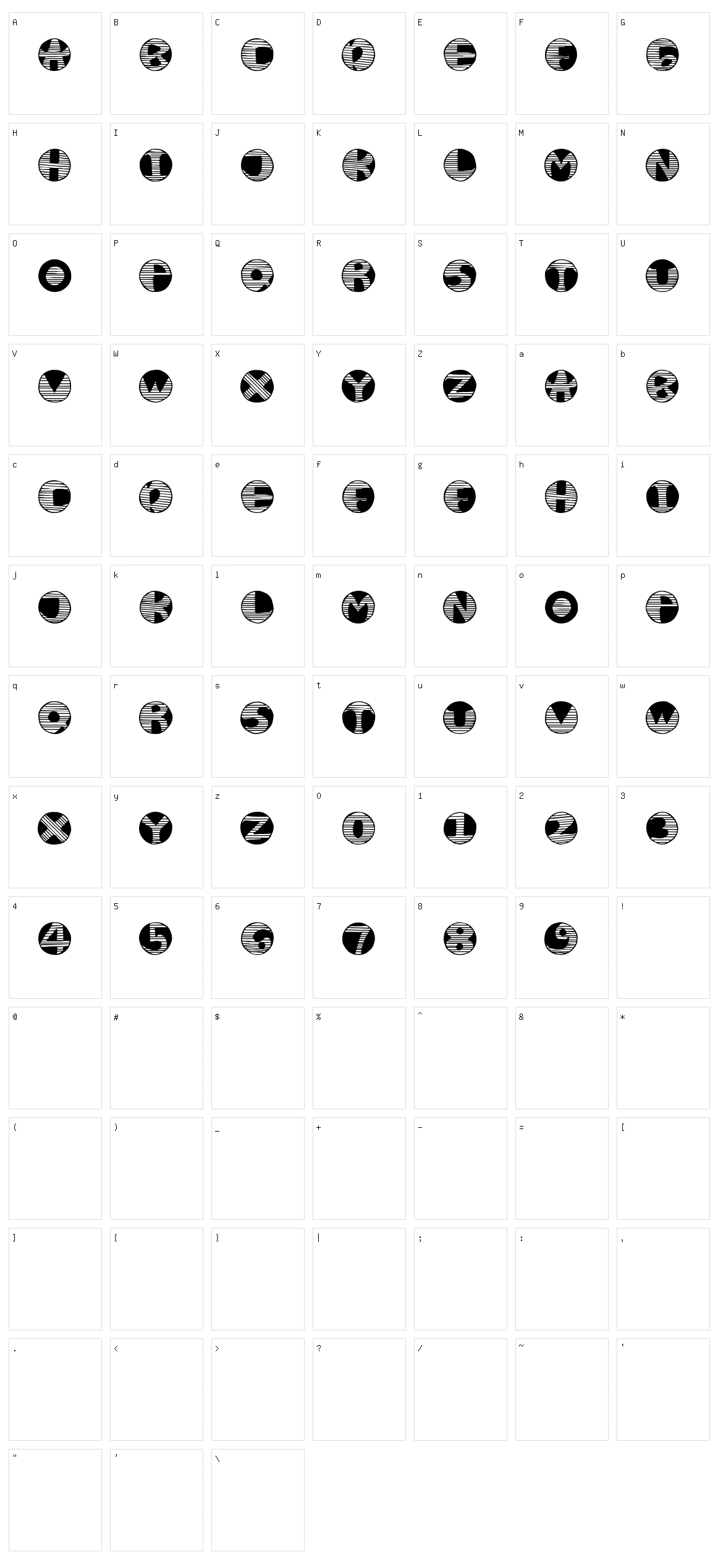 Vertical Character Set