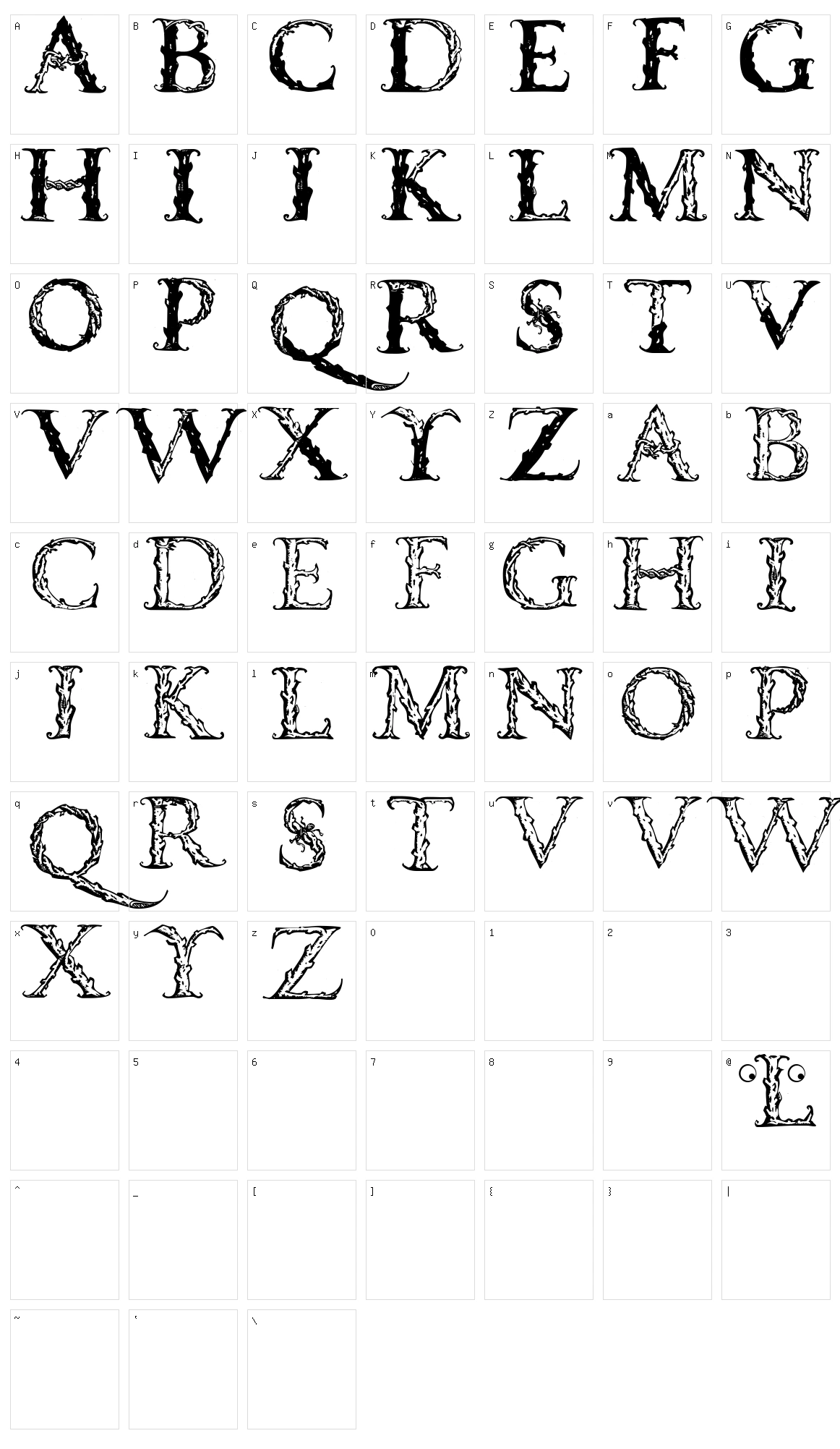 Vespasian Caps Character Set