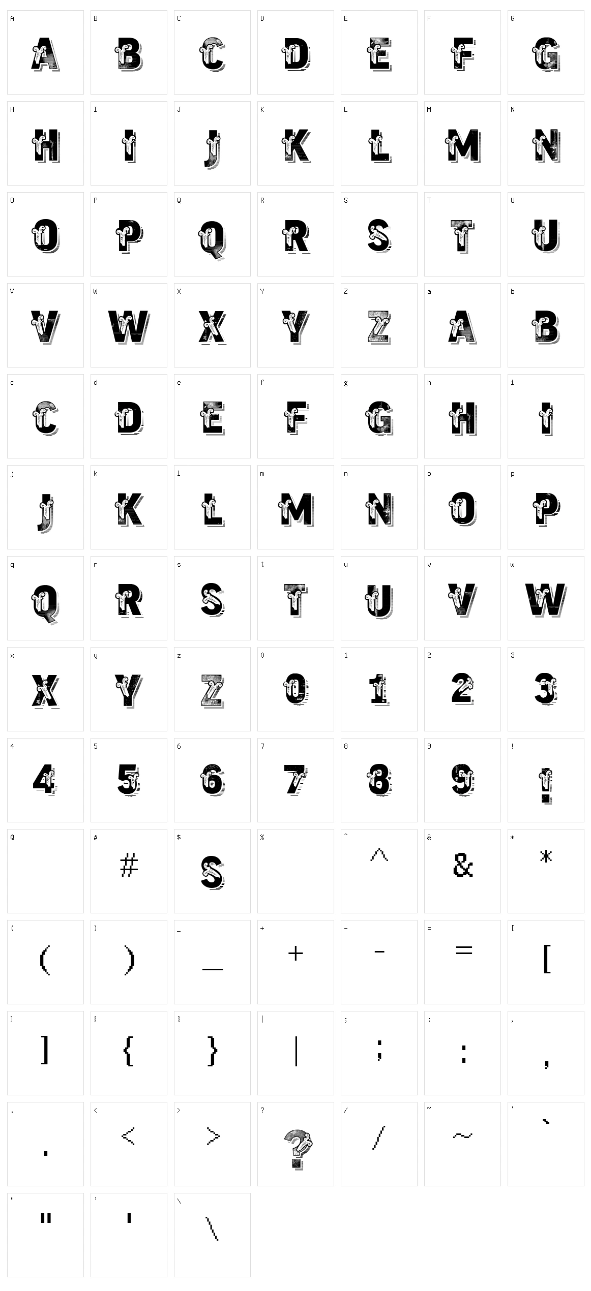 VTKS Trutagem Character Set