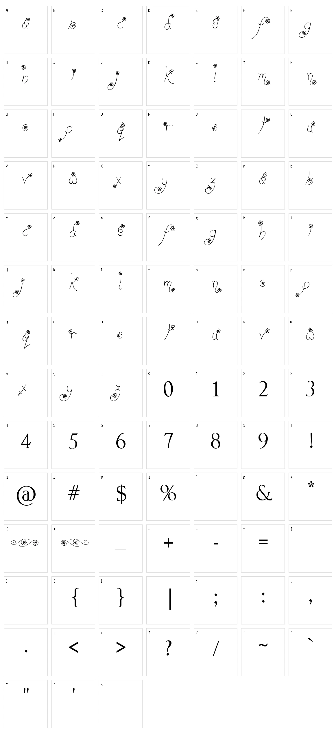 Way Gardens Character Set