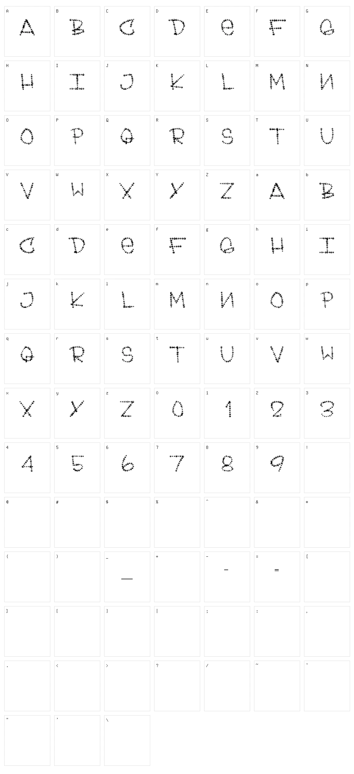 Weedface Character Set