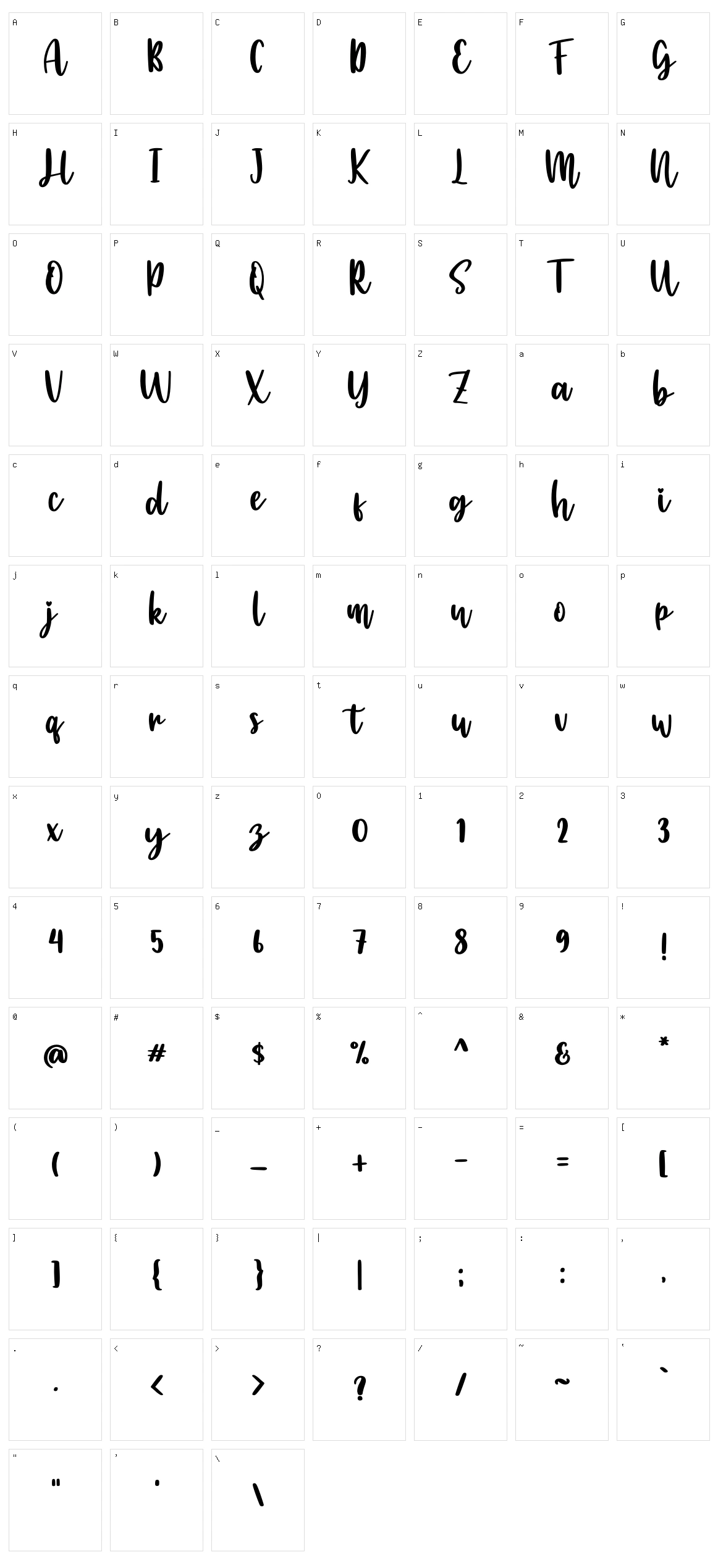Handcraft Script Character Set