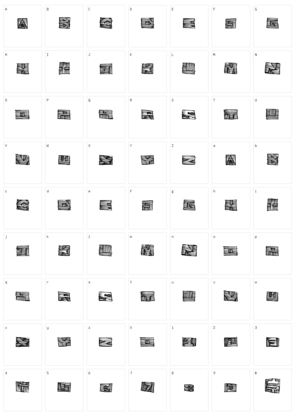 Woodblock Cutter Character Set