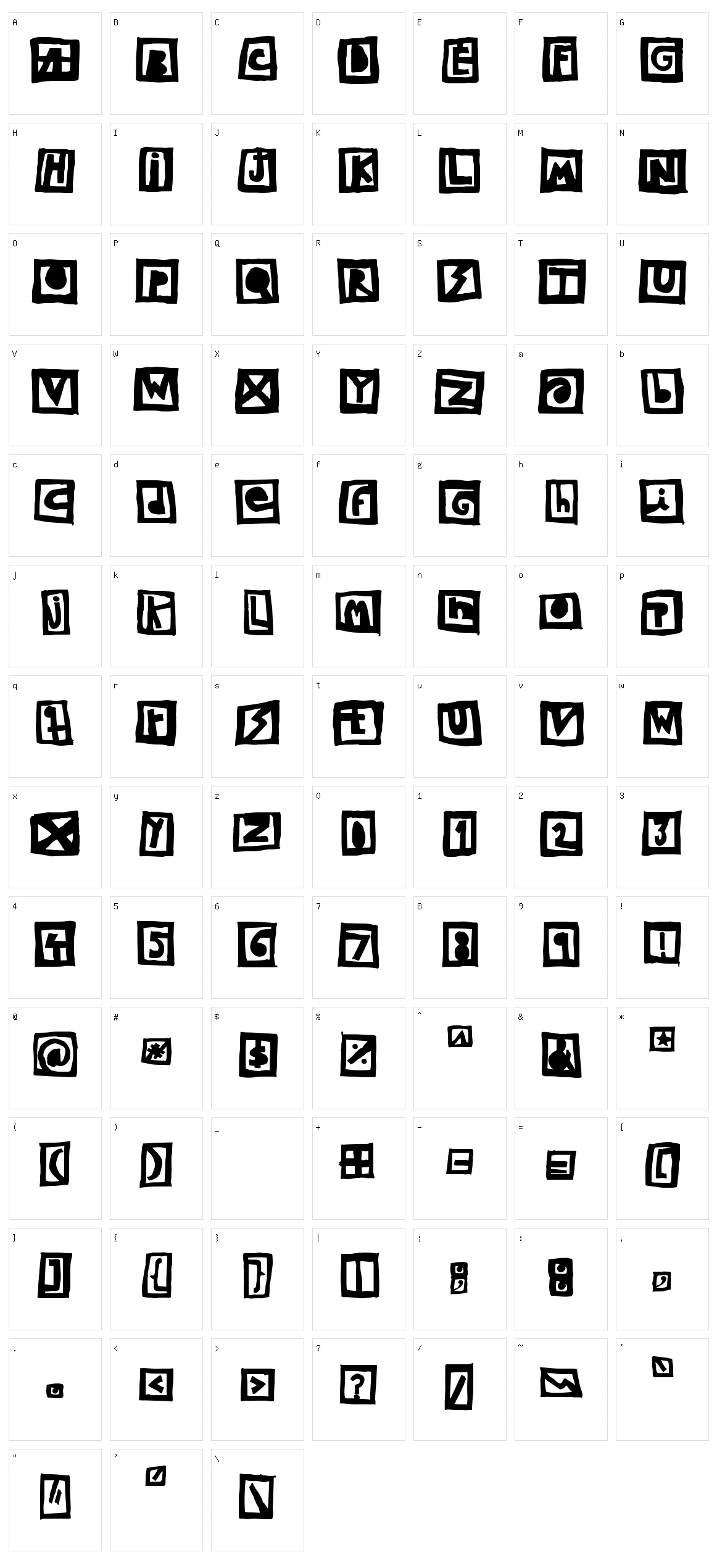 Woodcutter Black Square Character Set