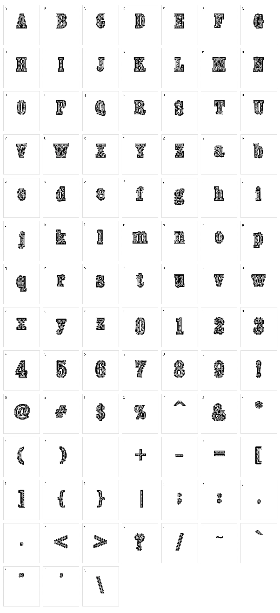 Woodcutter Fontana Character Set