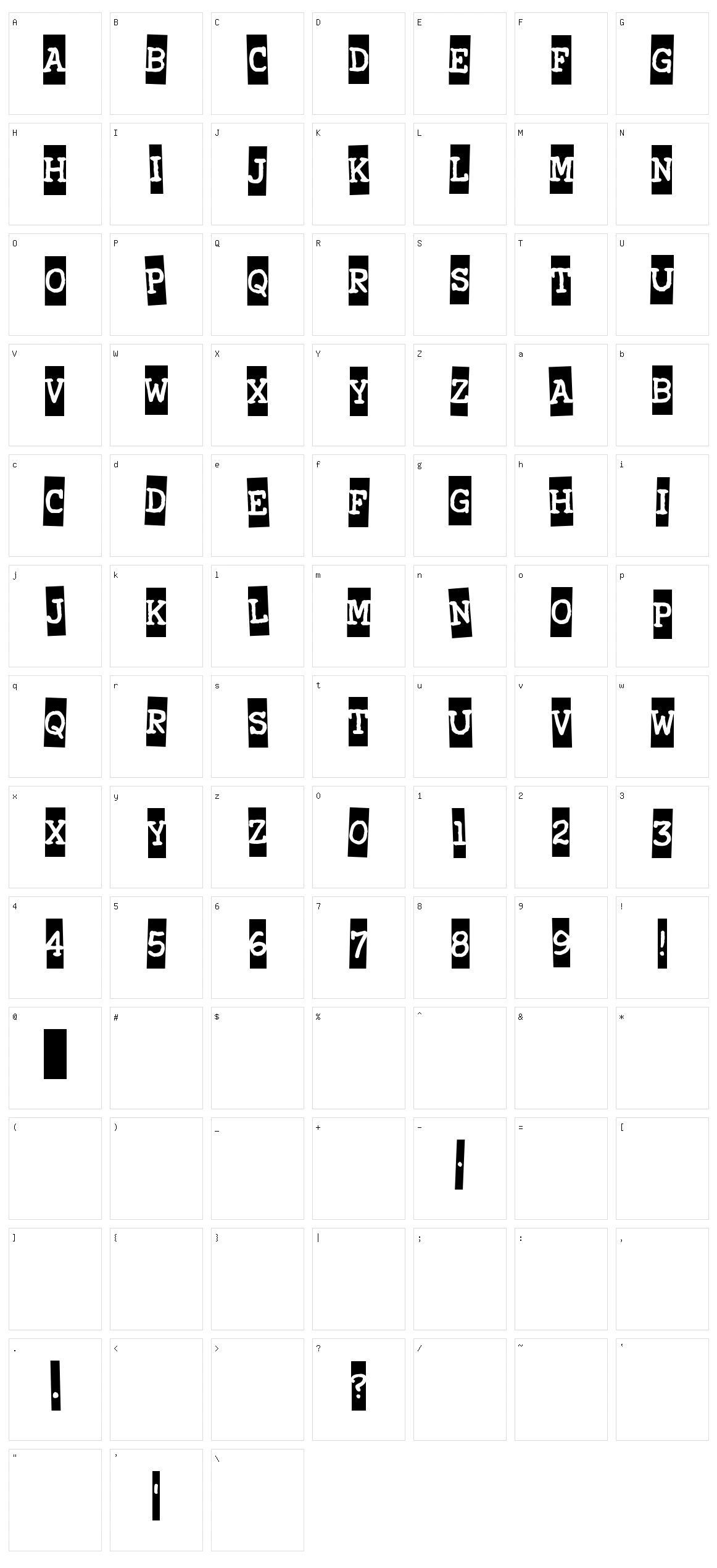 Xerography Character Set