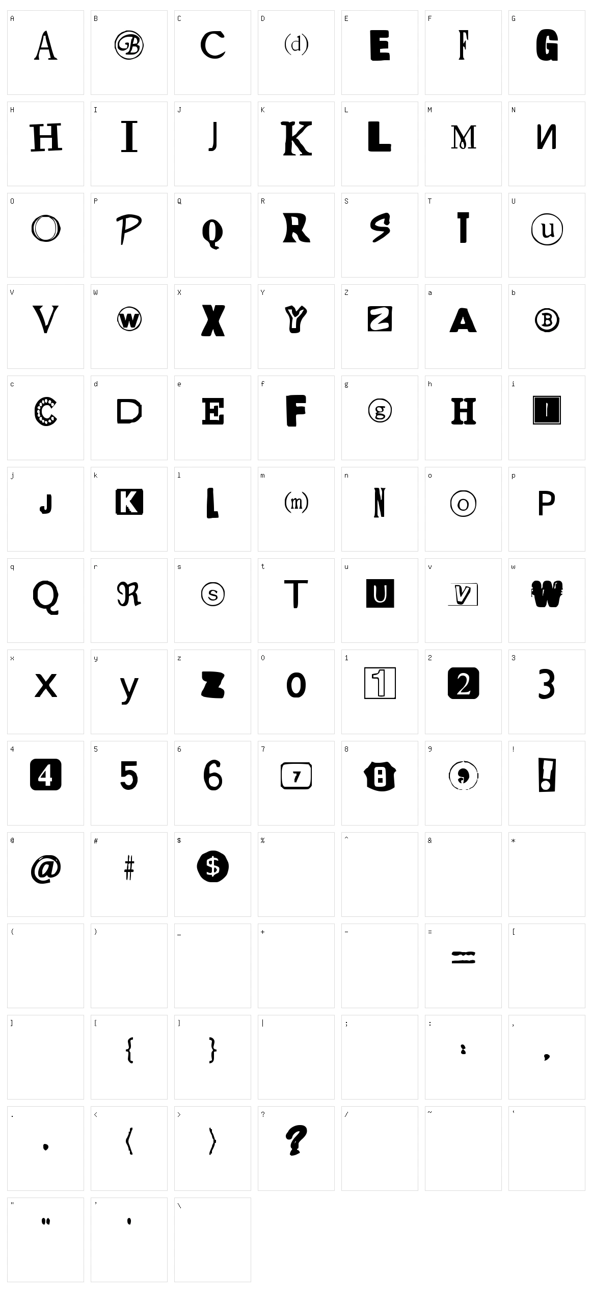 Yet Another Ransom Note Character Set
