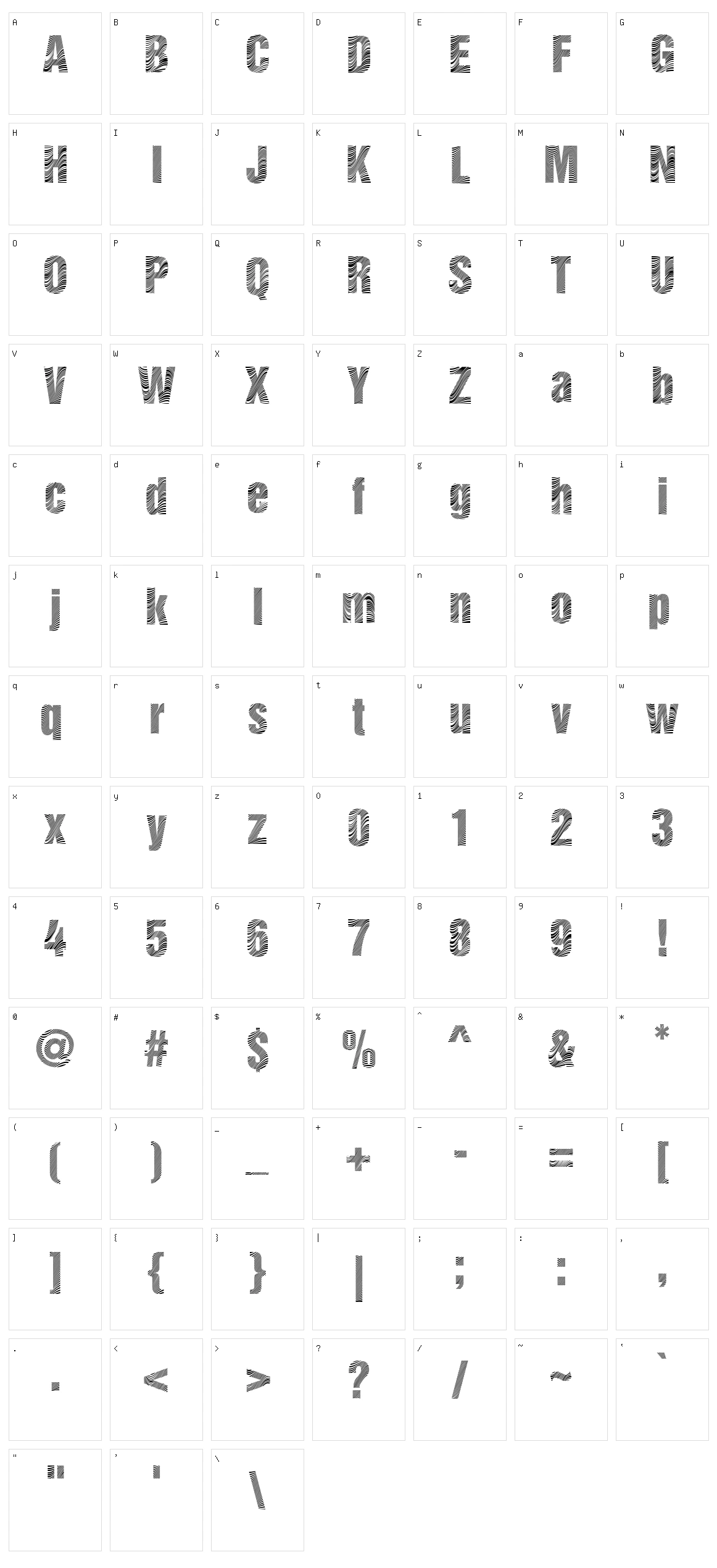 Zebretica Character Set