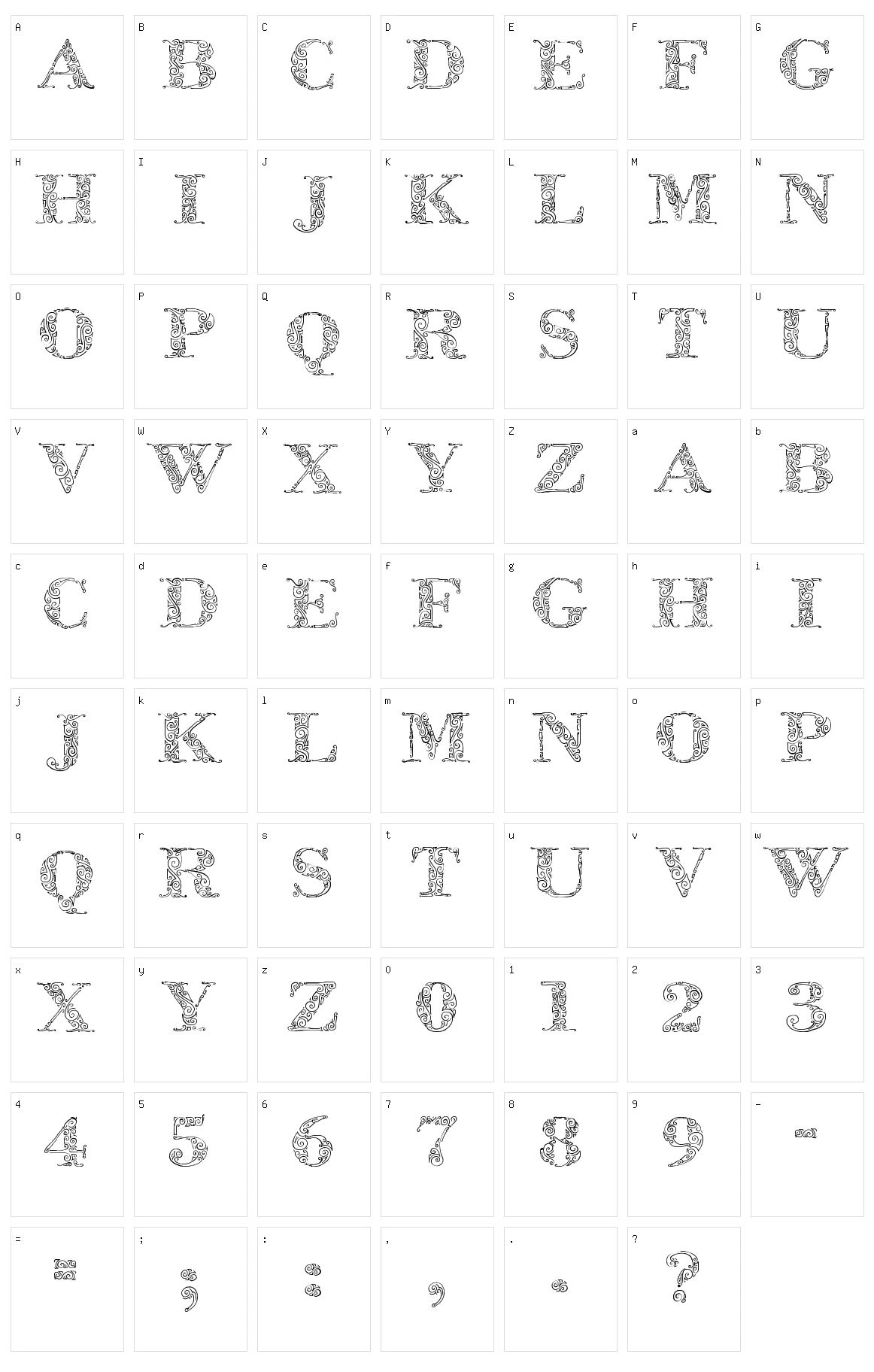 Zsylett Character Set