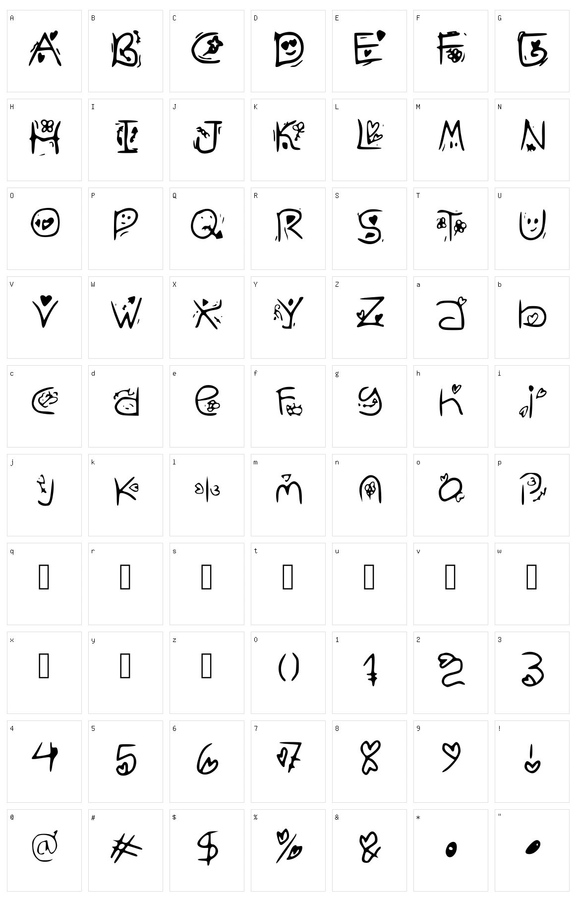 Zudlove Character Set