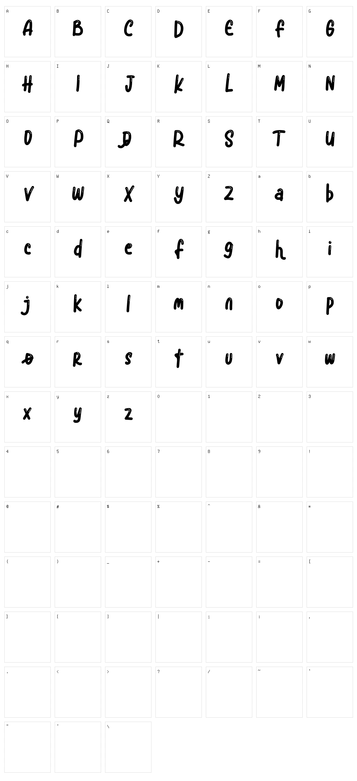 Blue Snow Character Set