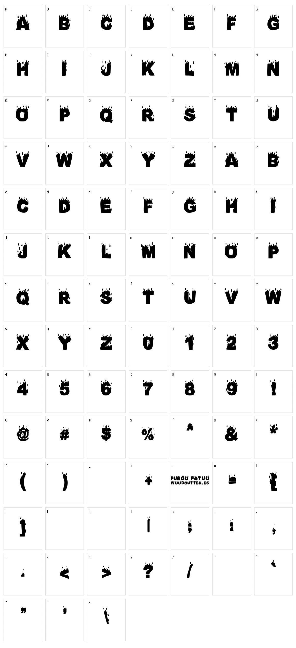 Fuego Fatuo Character Set