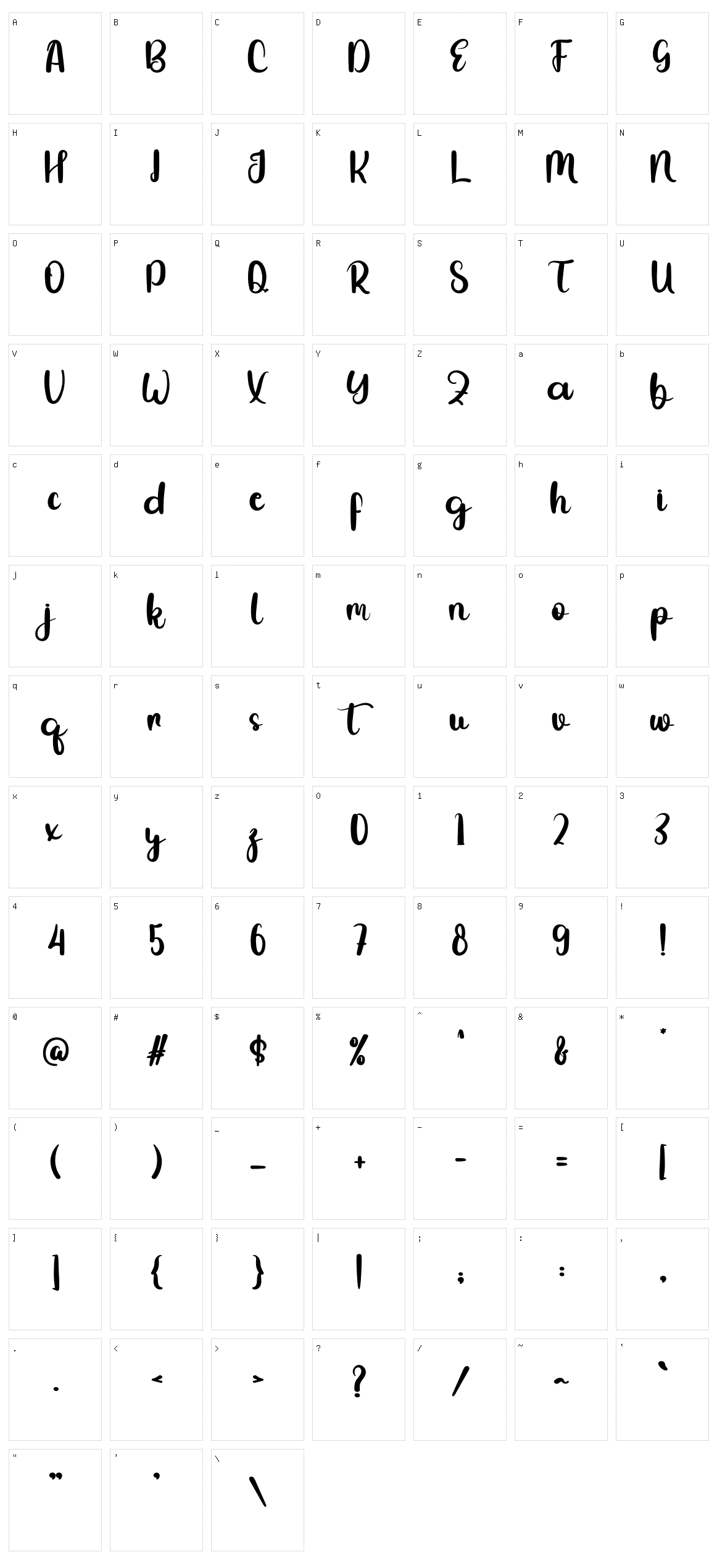 The Sunshine Character Set