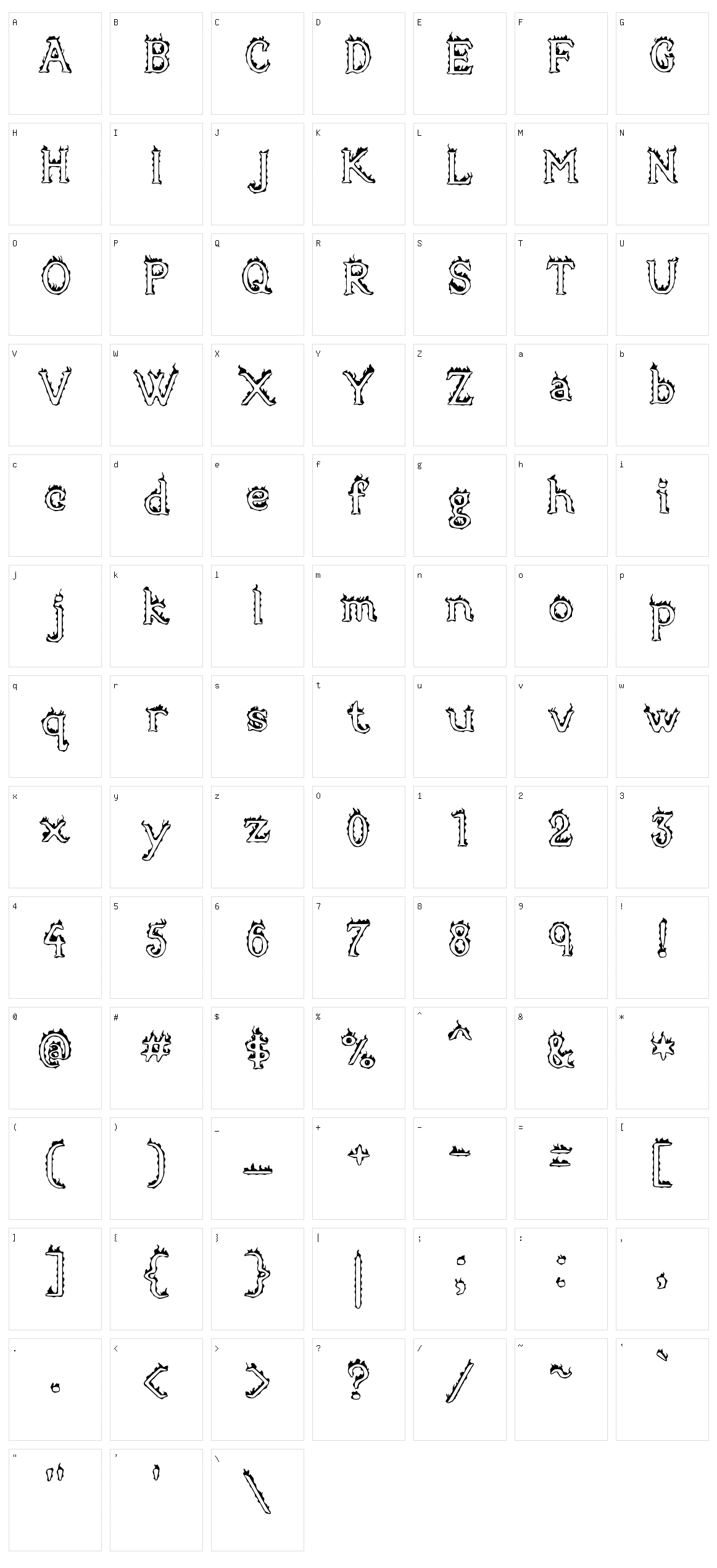 Open Flame Character Set