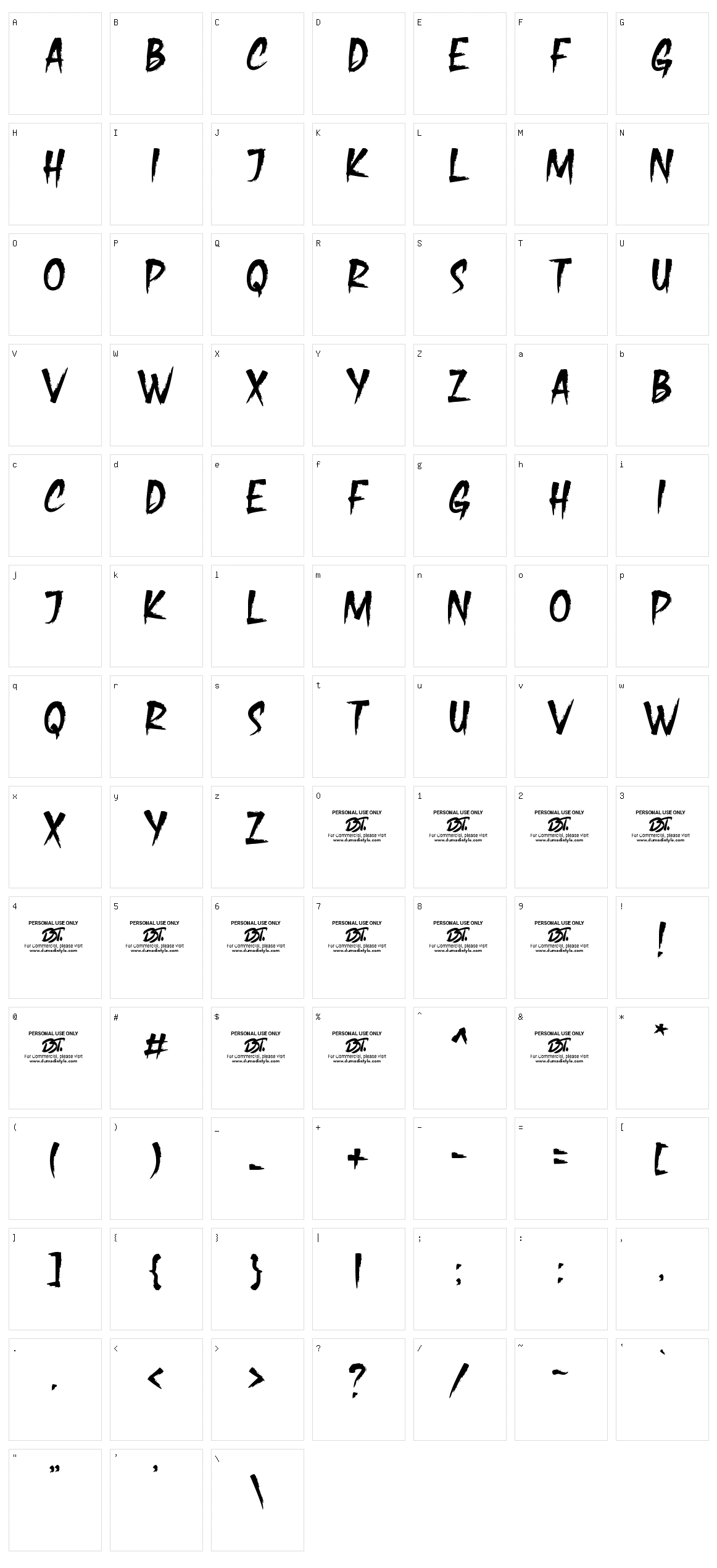 Avaca Davra Character Set