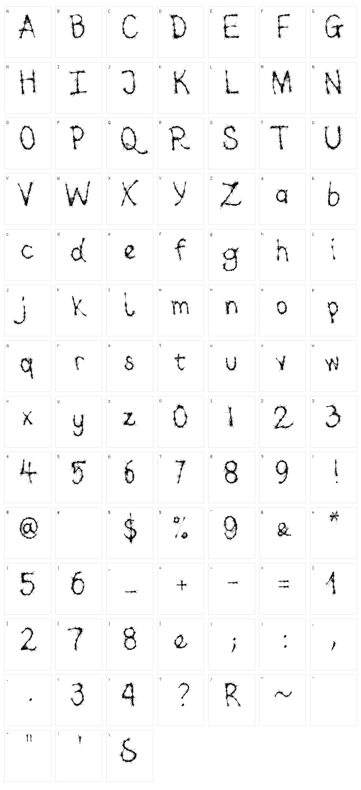 Baragaki Character Set