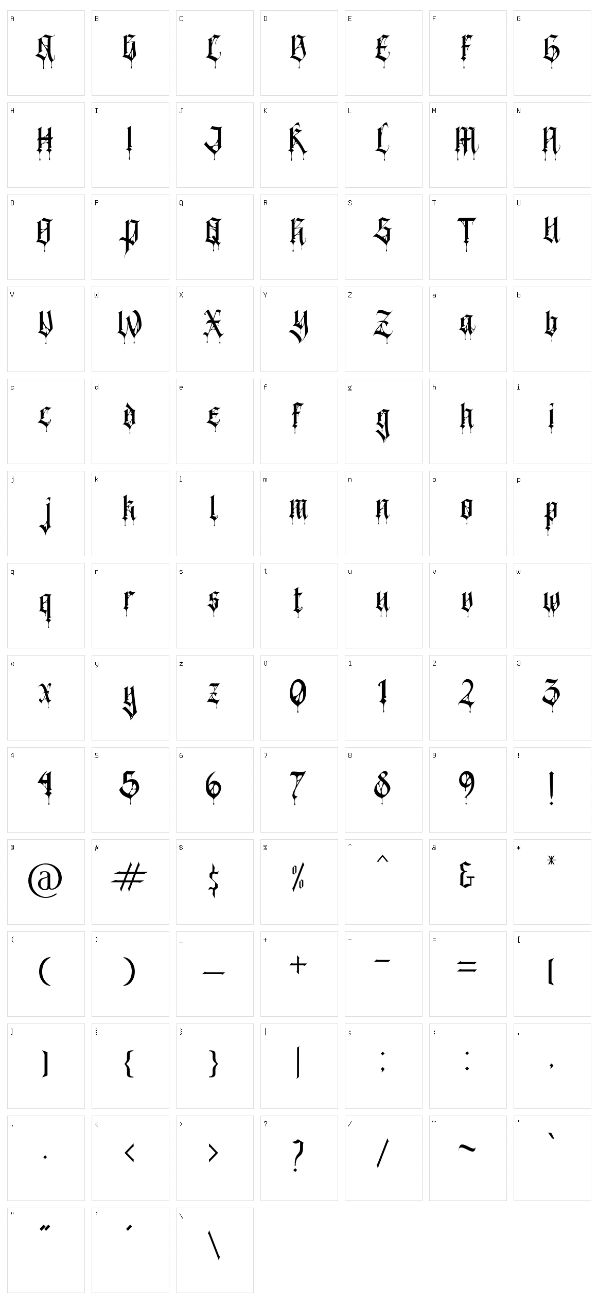 Black Spider Character Set