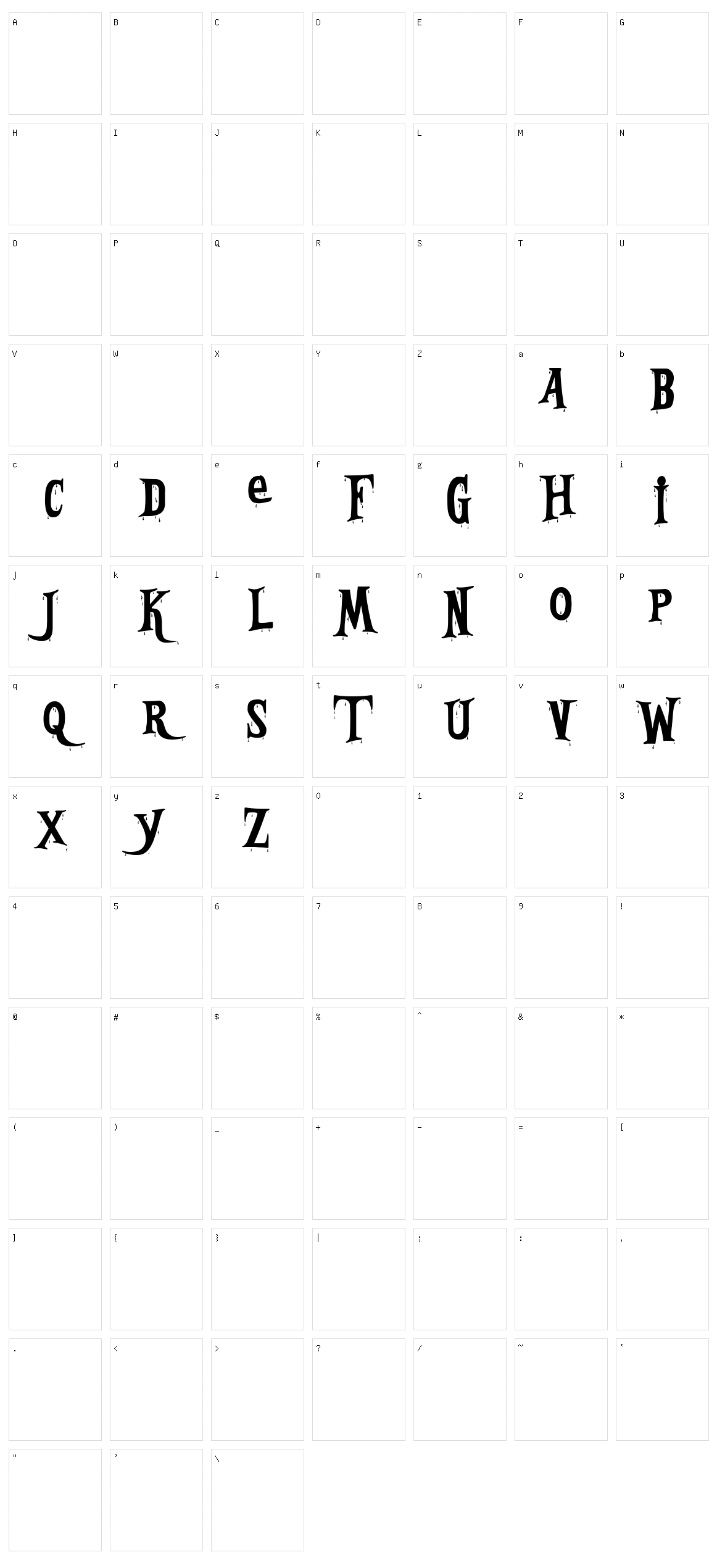 Bleeding Freaks Character Set