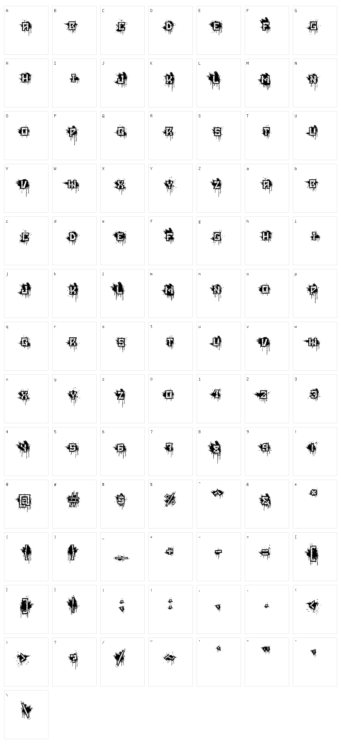 Blood Blocks Character Set