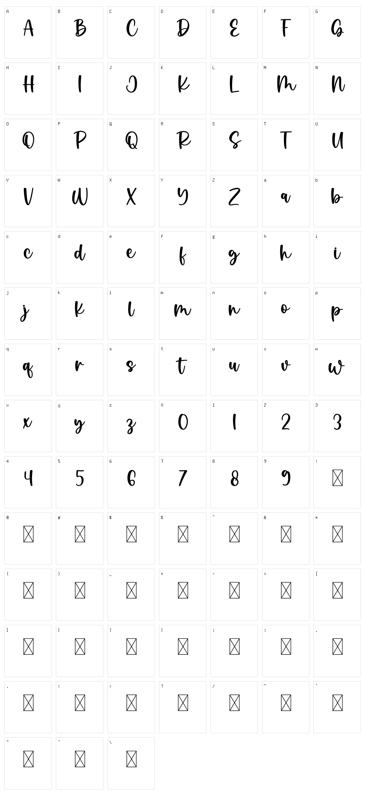 Indigo Character Set