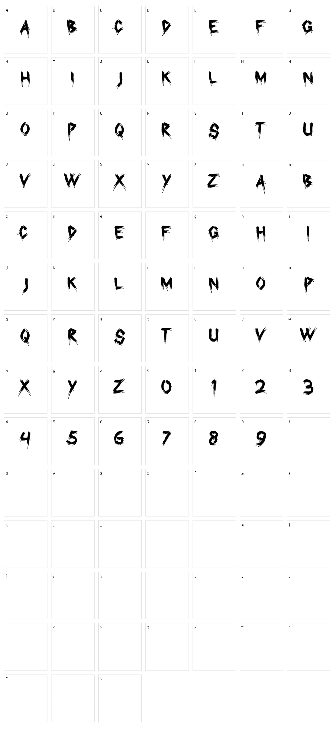 Brack Character Set