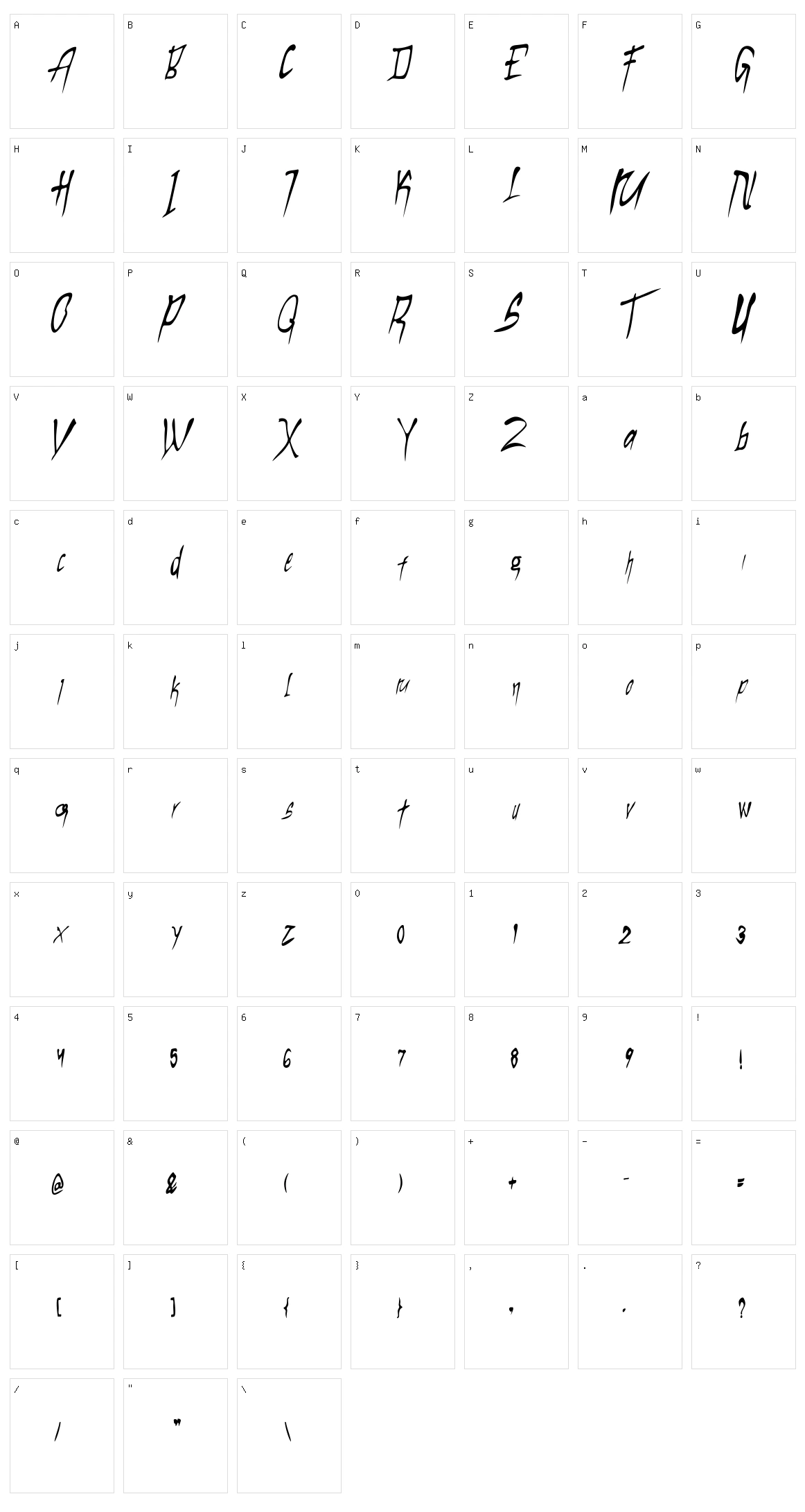 Bregudul Character Set