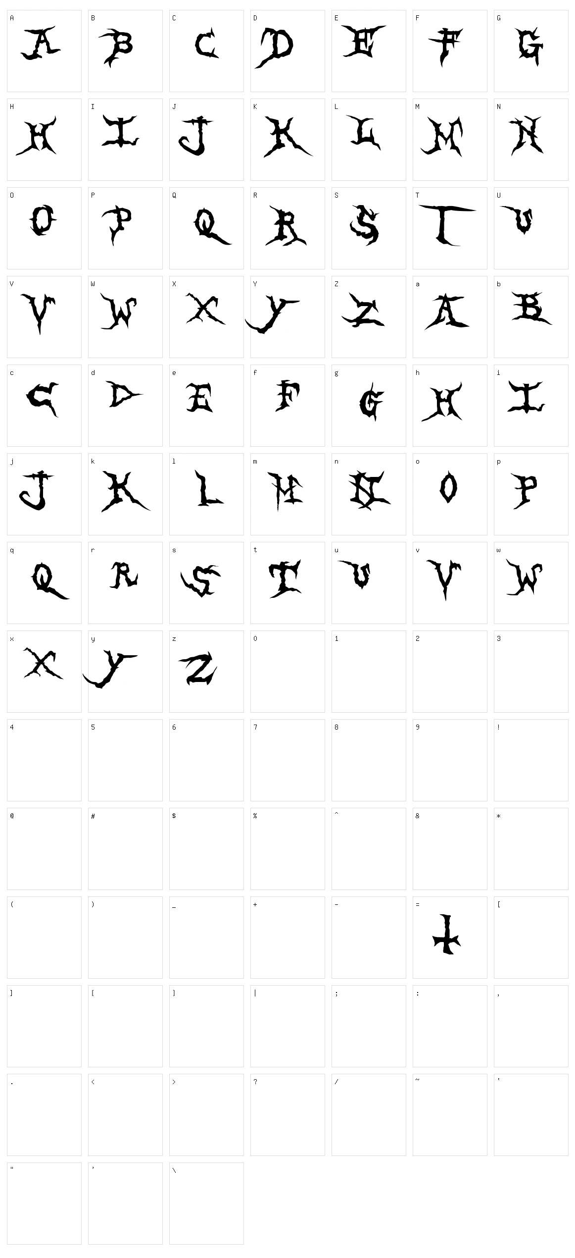Brutal Tooth Character Set