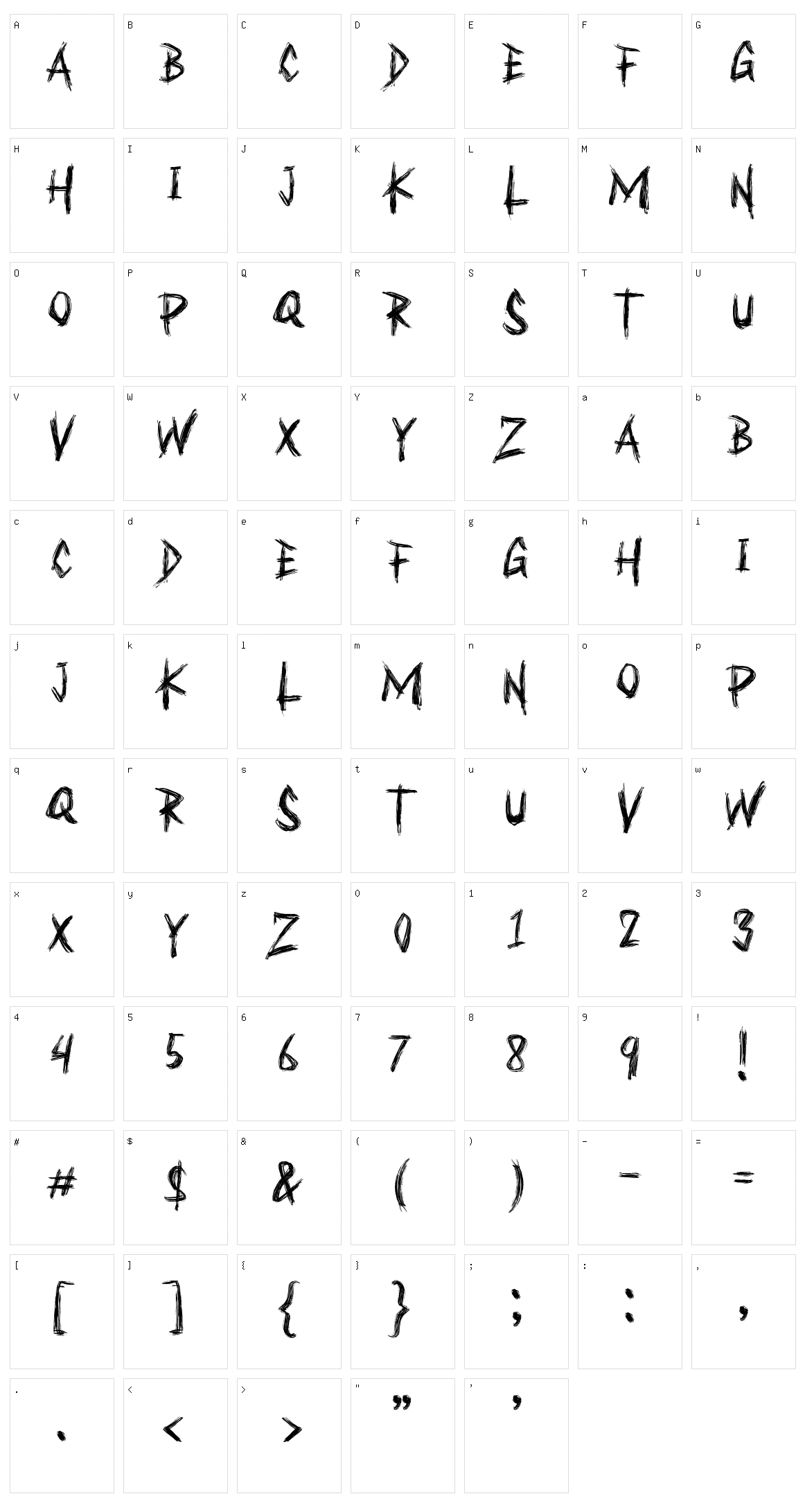 Bruttall Character Set