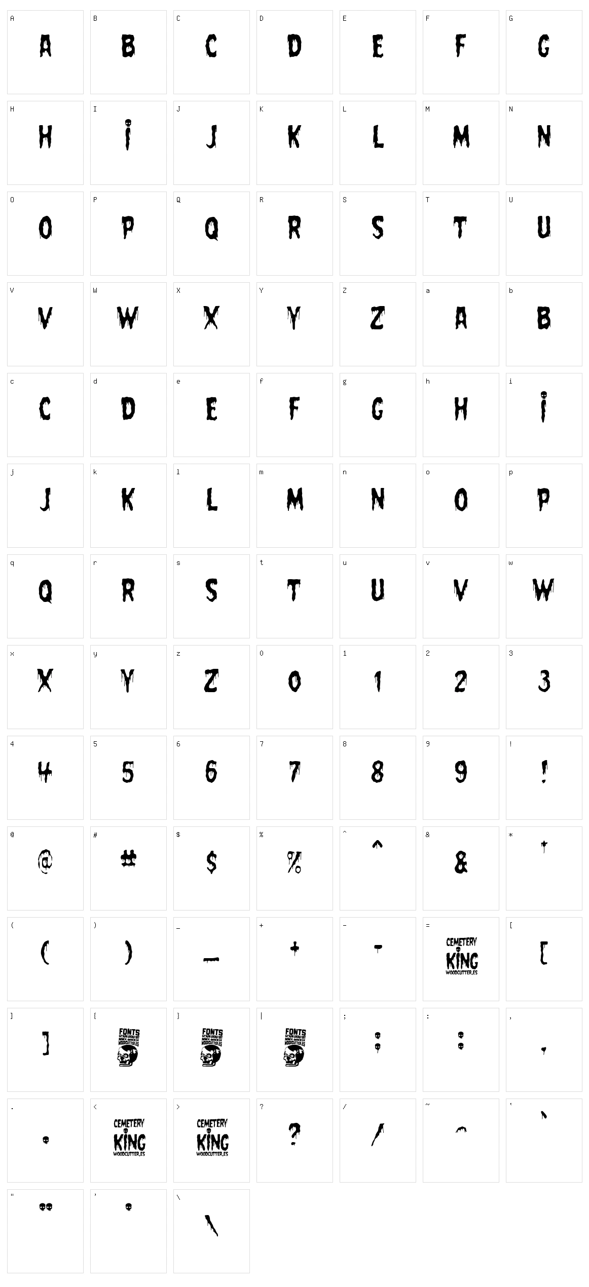 Cemetery King Character Set