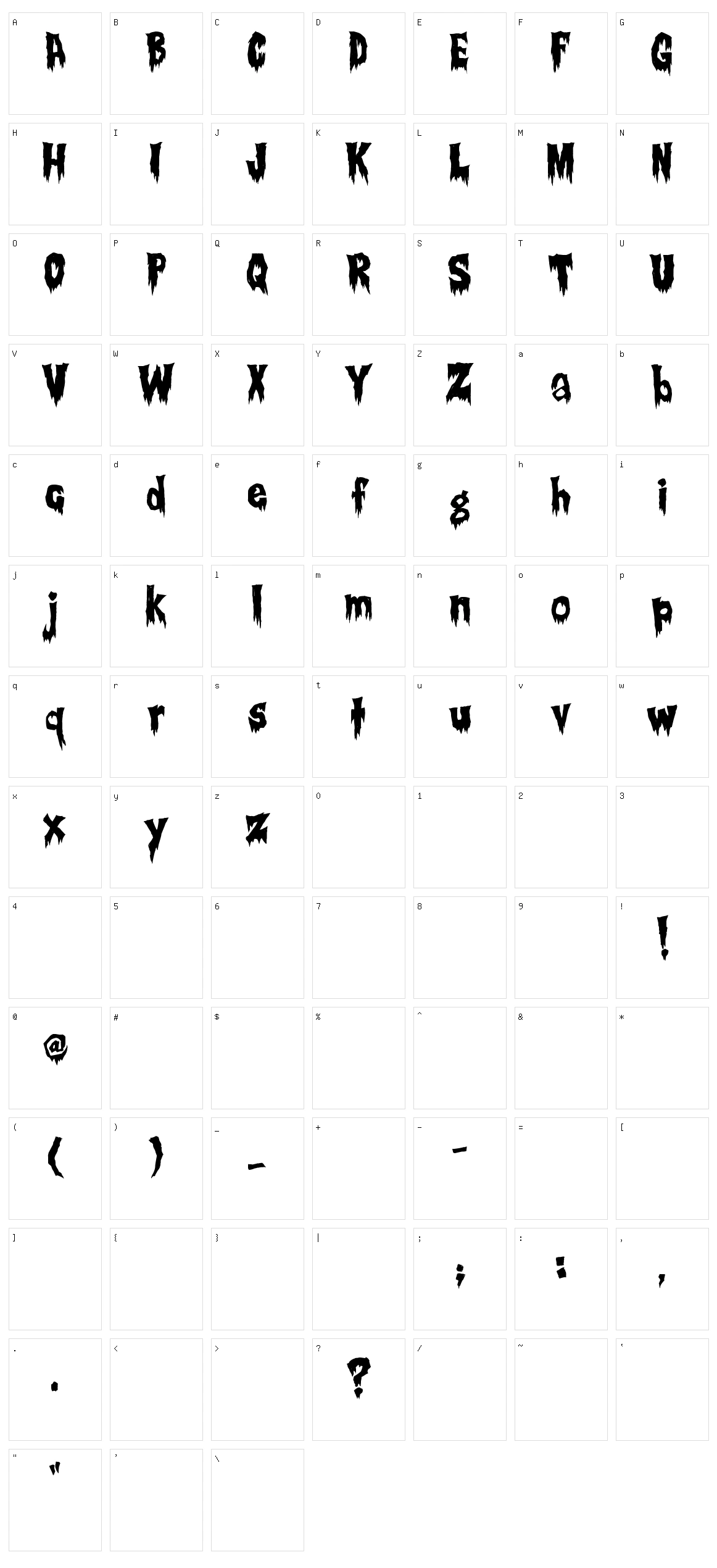 Creepsville Character Set