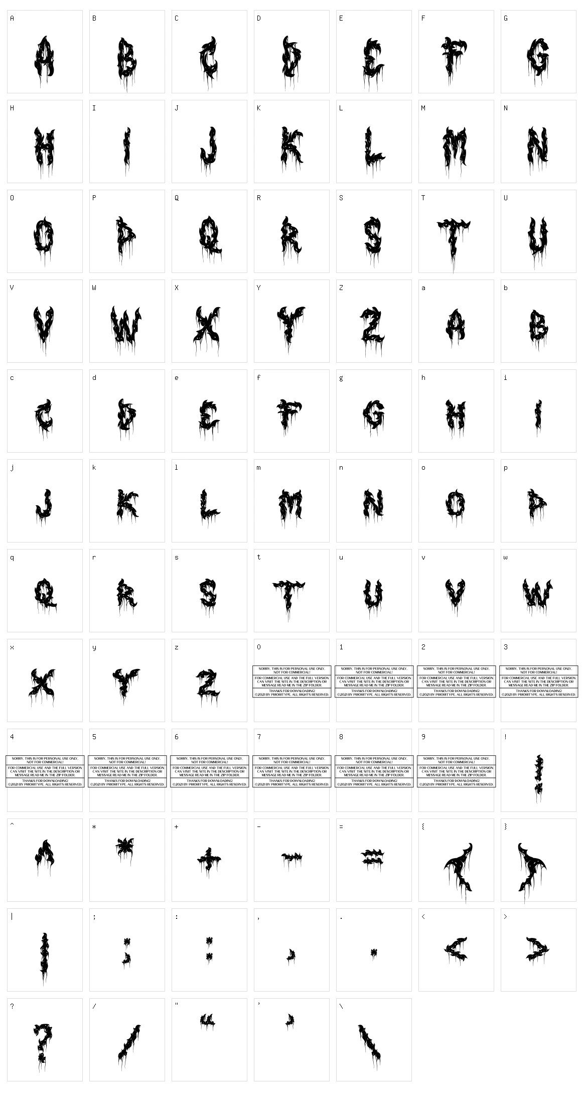 Deadwax Character Set
