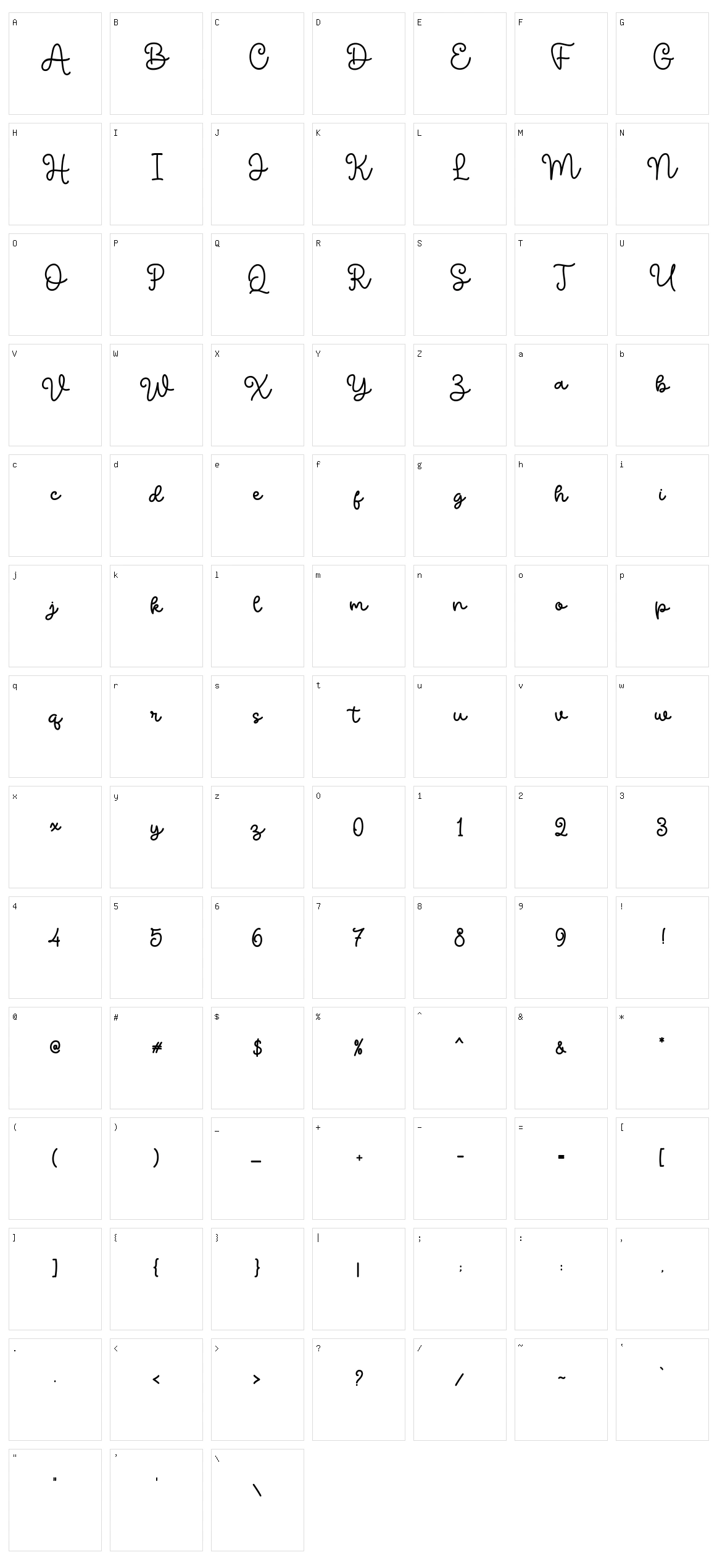 Medellin Script Character Set