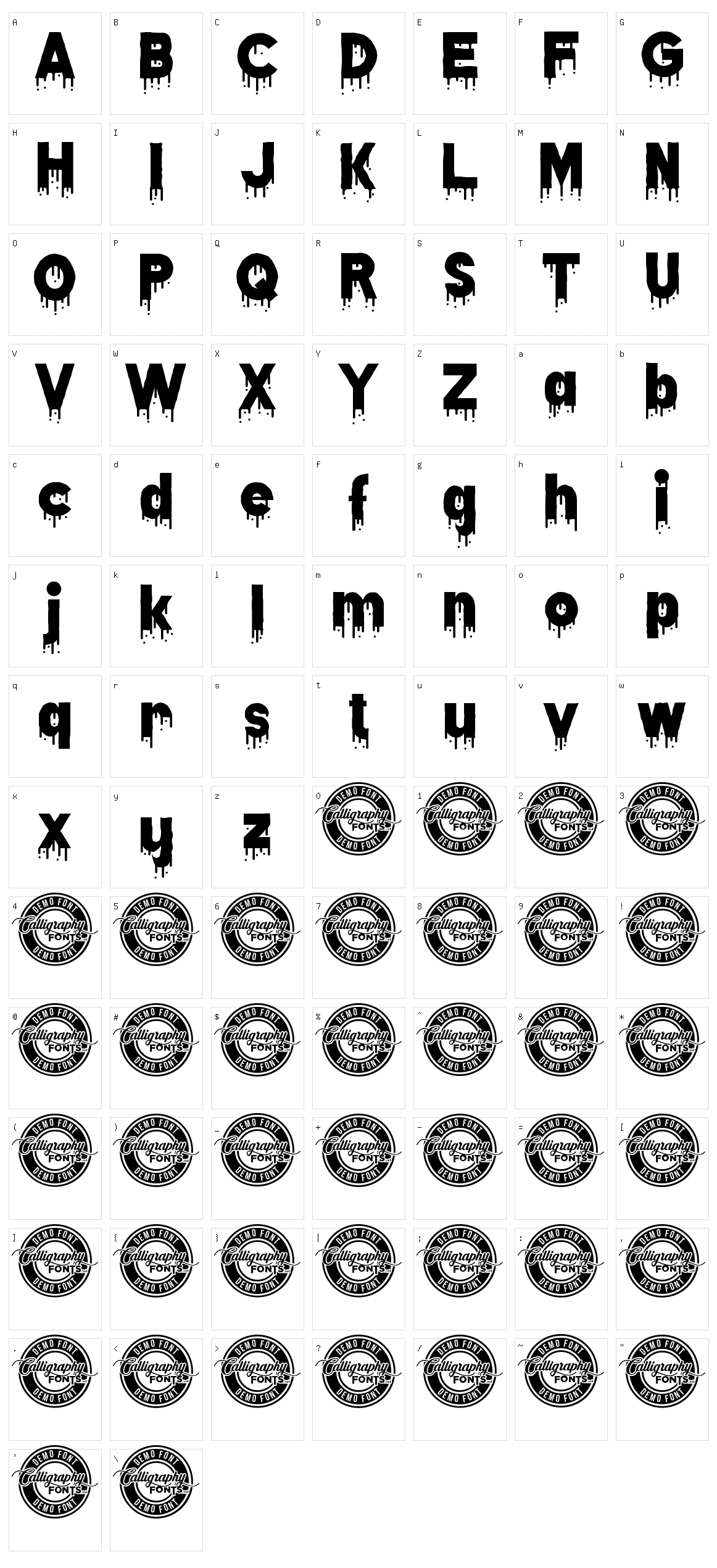 Dripped Ink Character Set