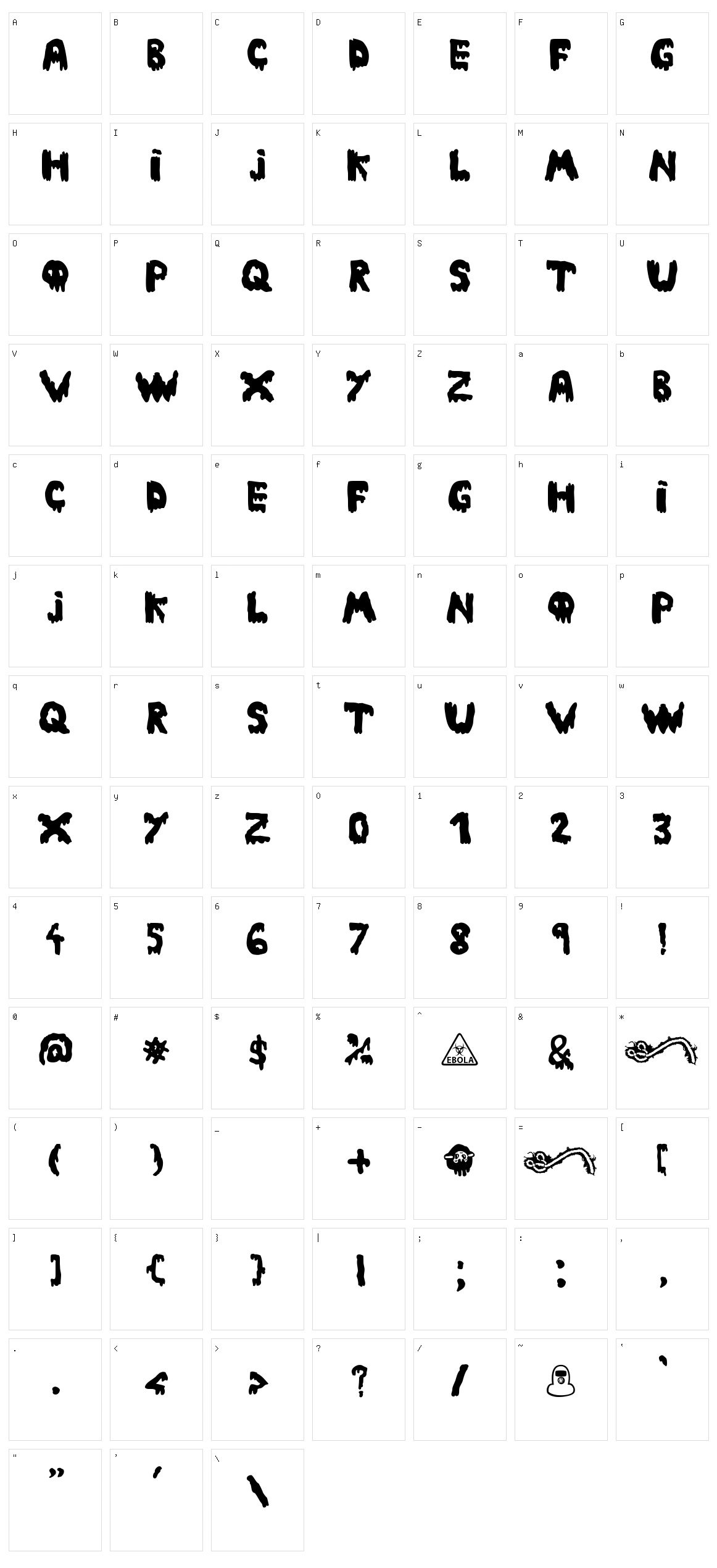 Ebola Font Character Set