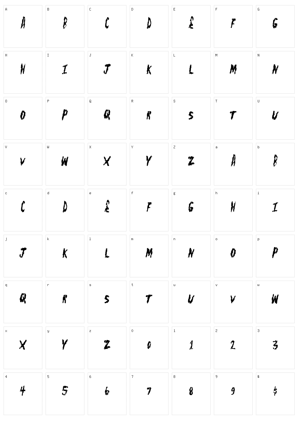 Flesh Shop Character Set