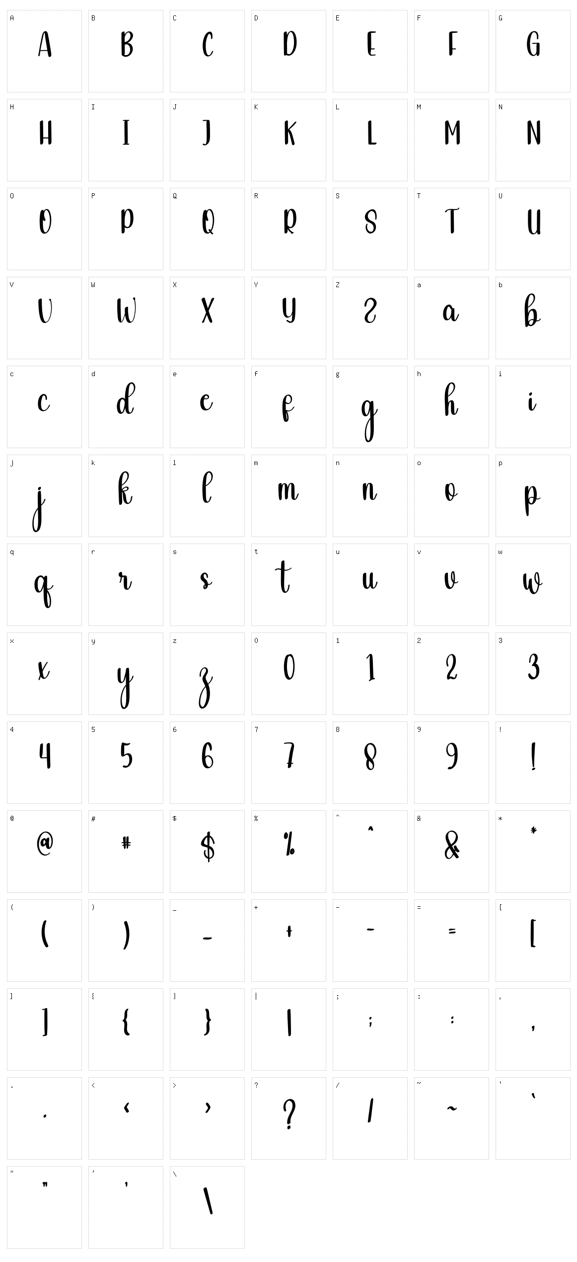 Middlelove Character Set