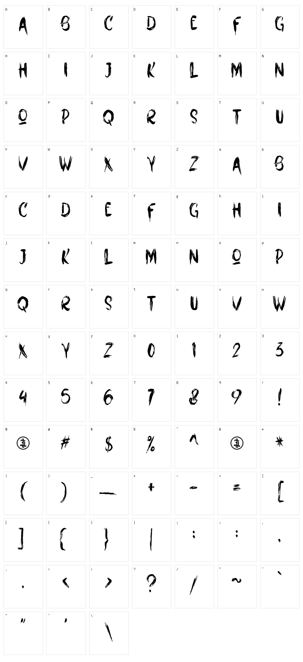 Fredbones Character Set